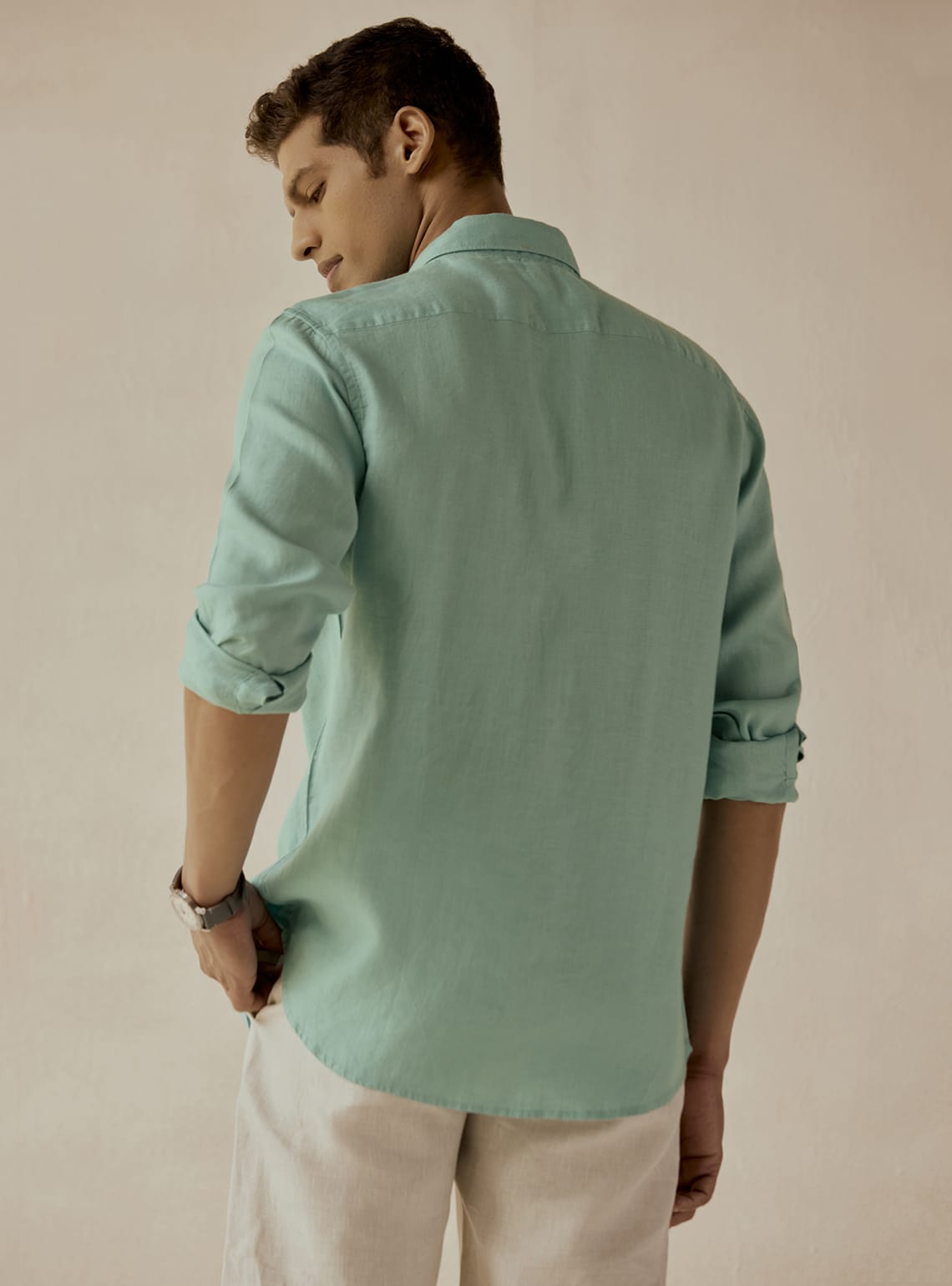 Aqua Teal Linen Shirt