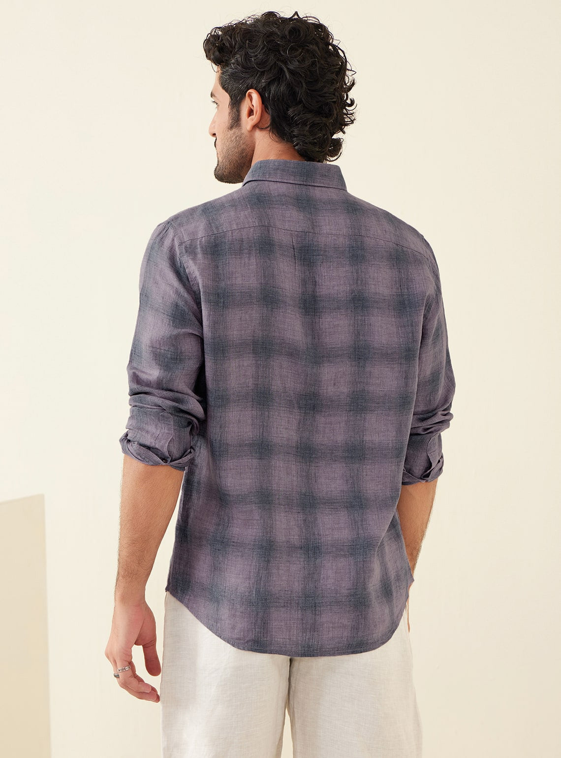 Lavender Check Linen Shirt