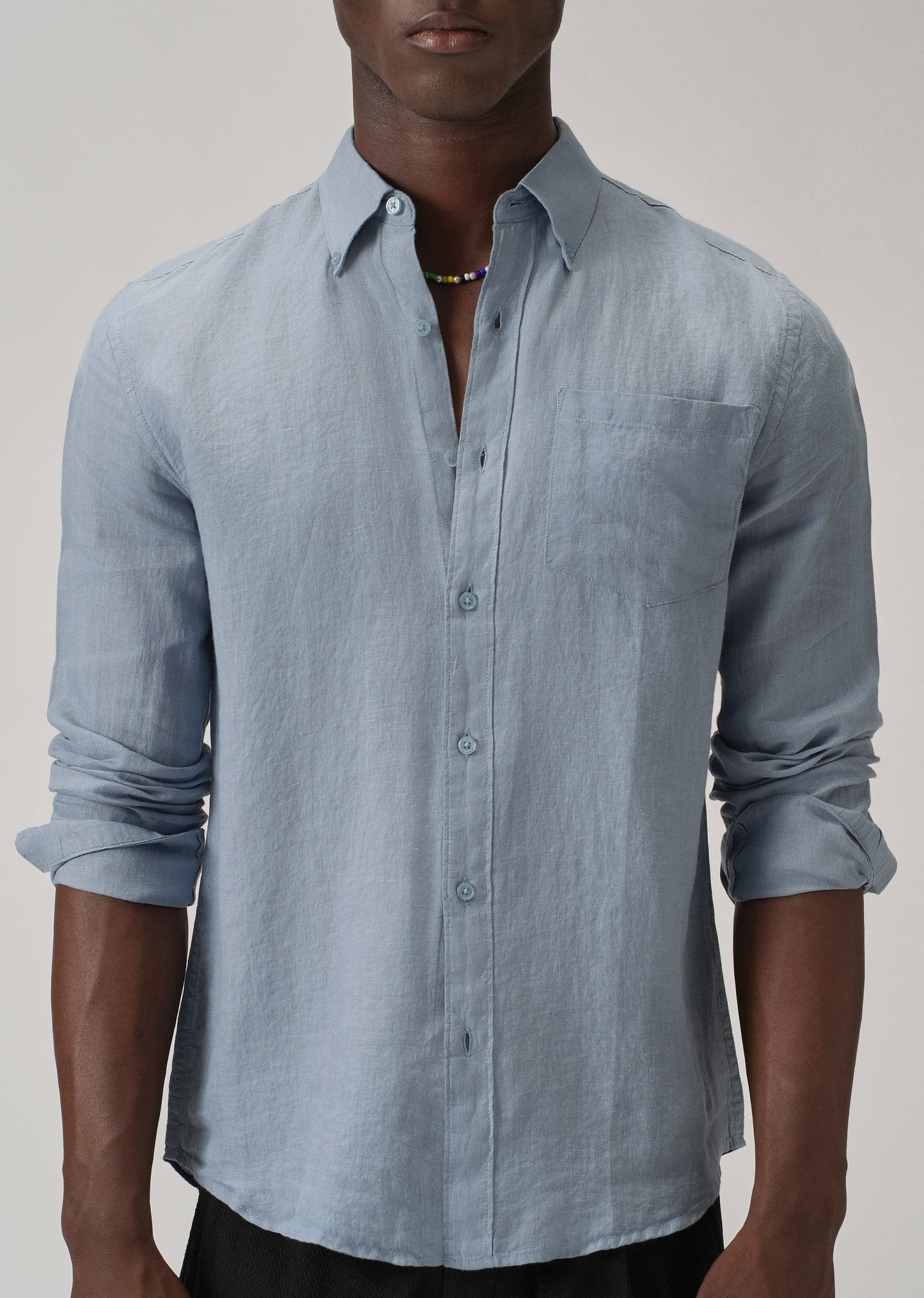 100% Pure Light Blue Linen Shirt