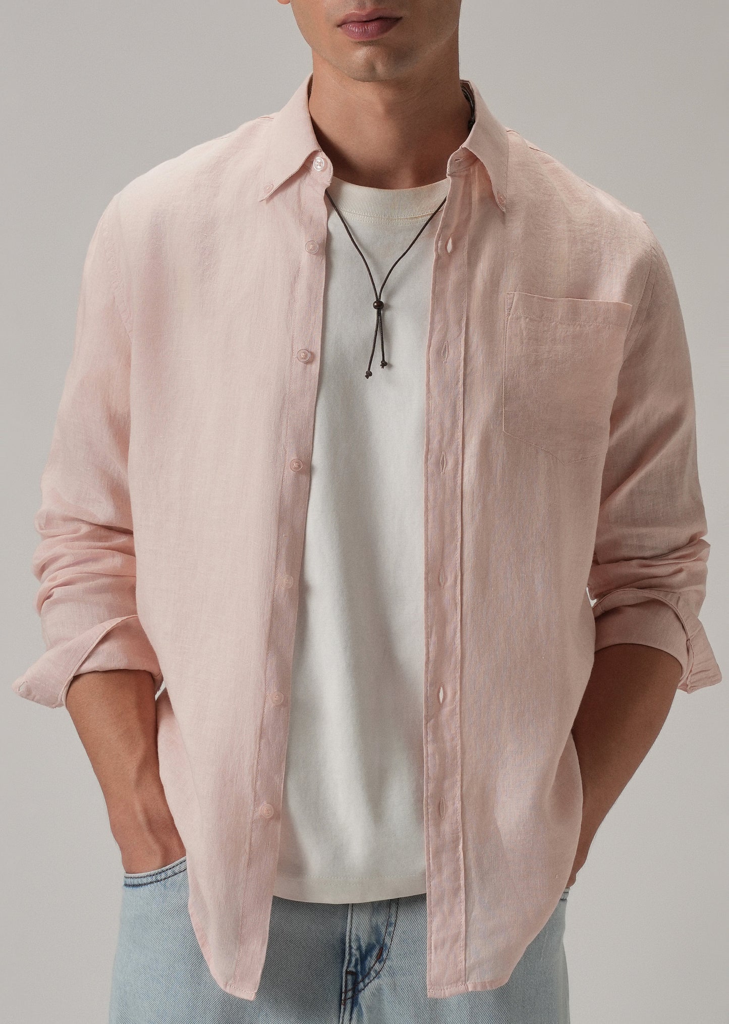 100% Pure Pink Linen Shirt