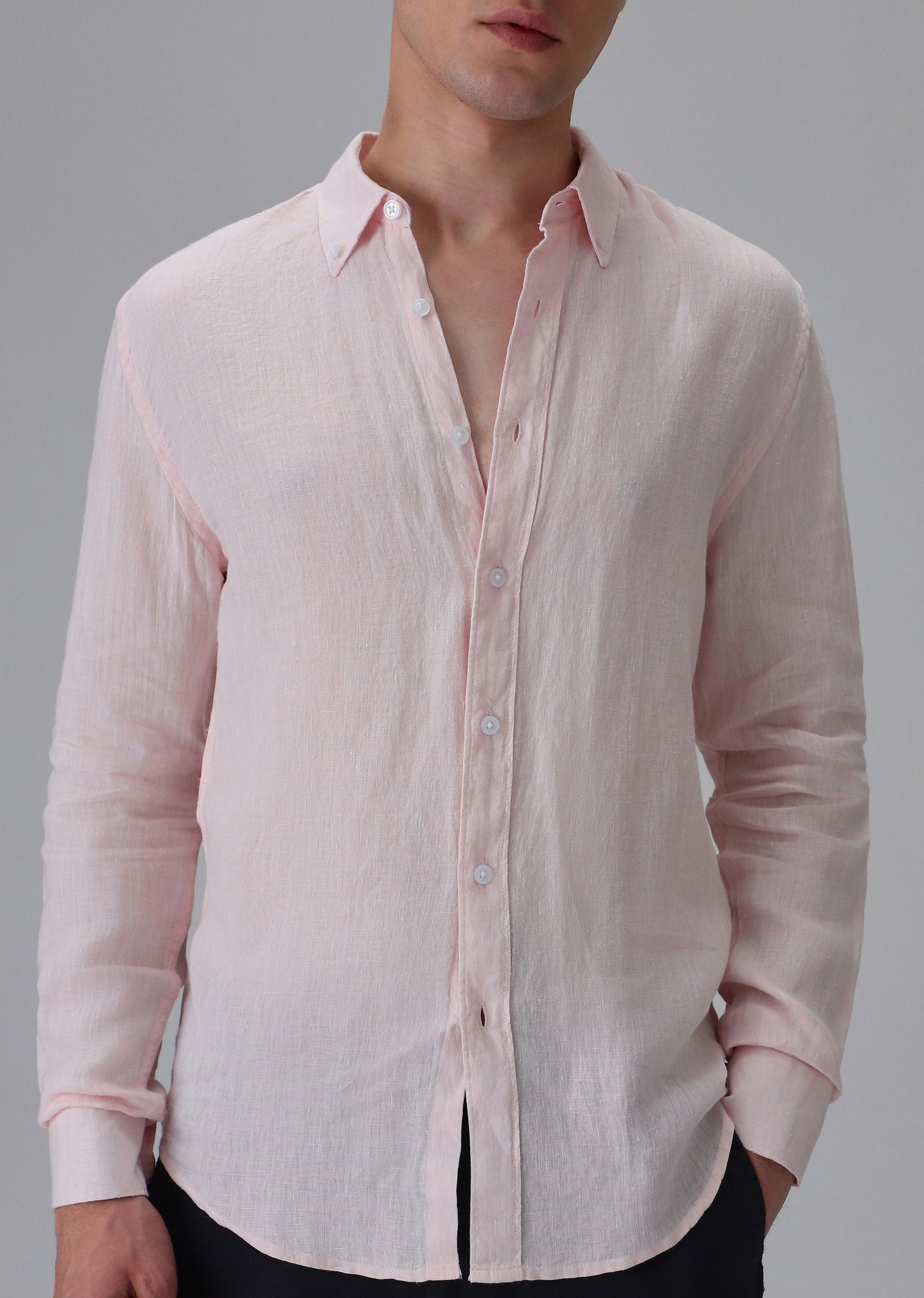 100% Pure Irish Pastel Pink Linen Shirt