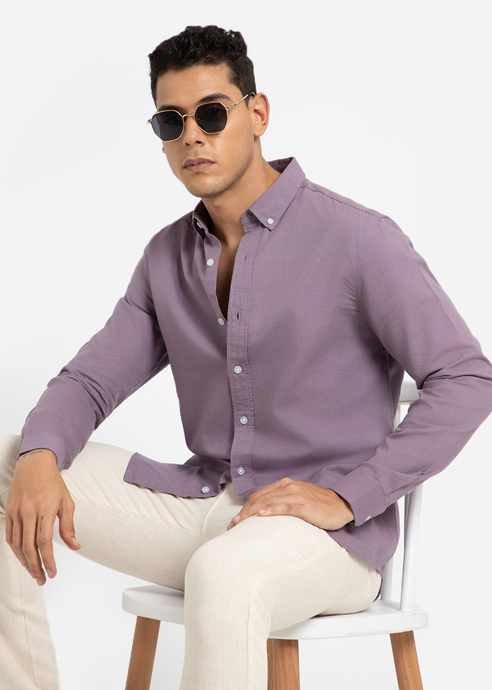 Lilac Cotton Linen Shirt