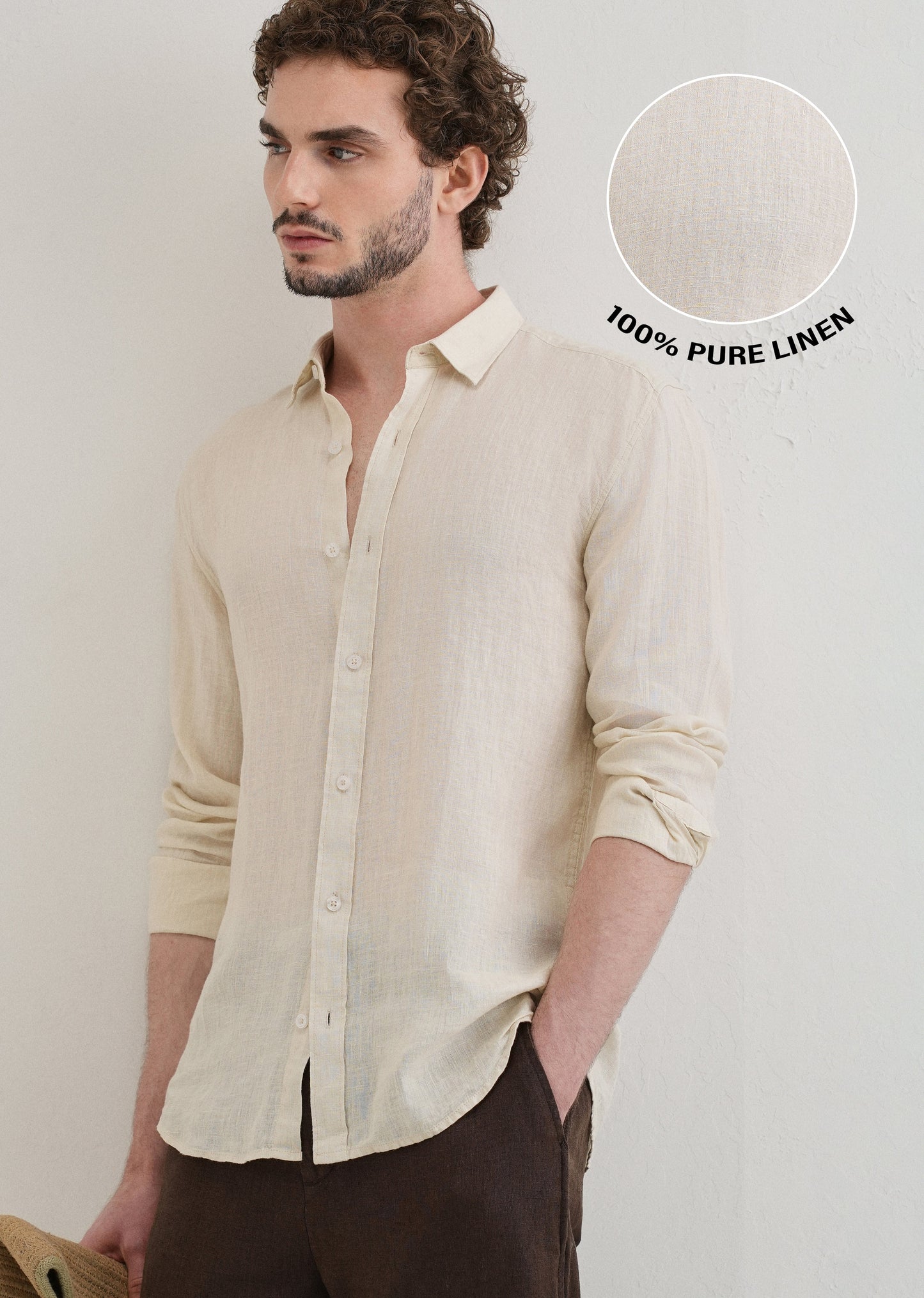100% Pure Classic Cream Linen Shirt