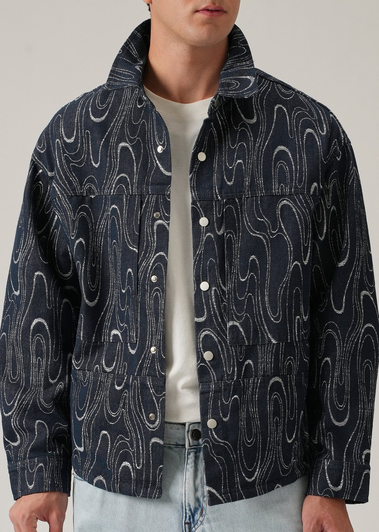 Swirl Denim Jacquard Jacket
