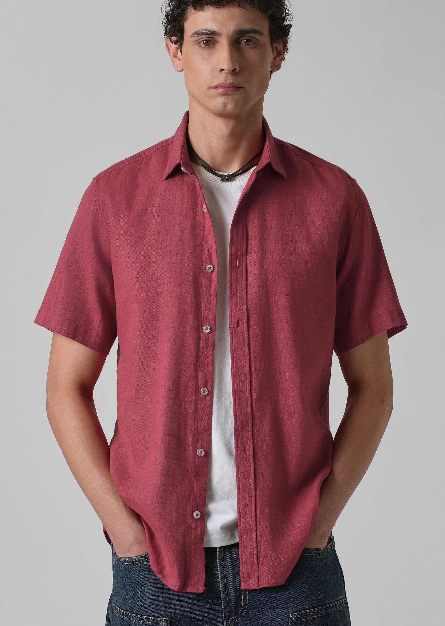 Batiste Crimson Red Linen Shirt