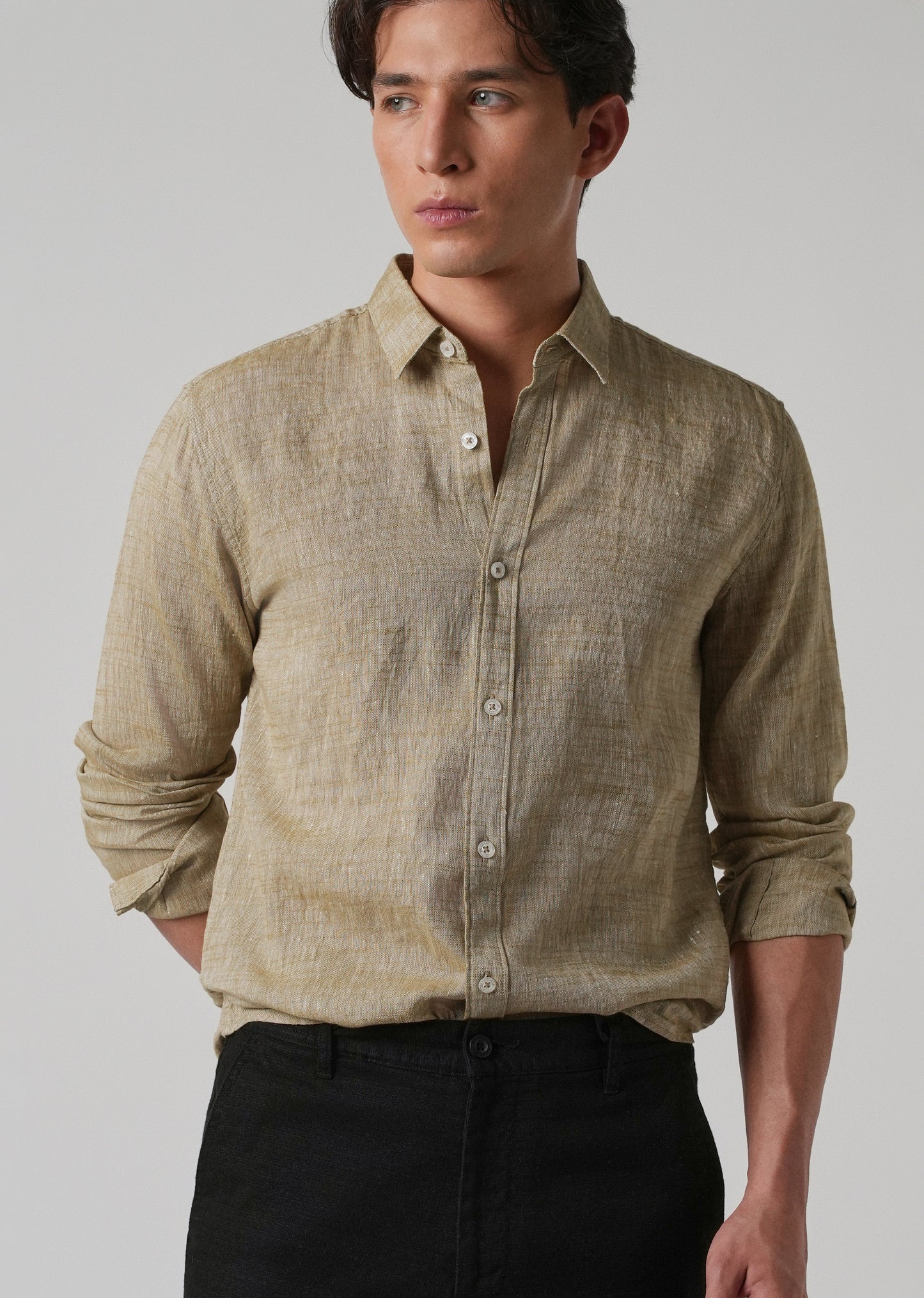 100% Pure Linen Beige Shirt