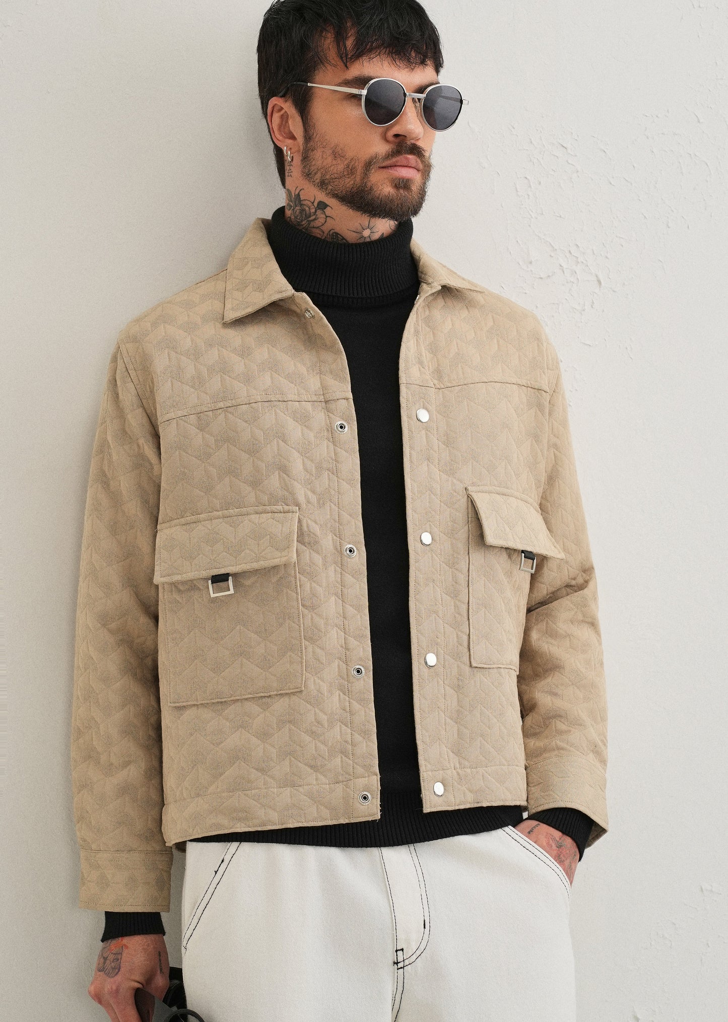 Beige Utility Shacket
