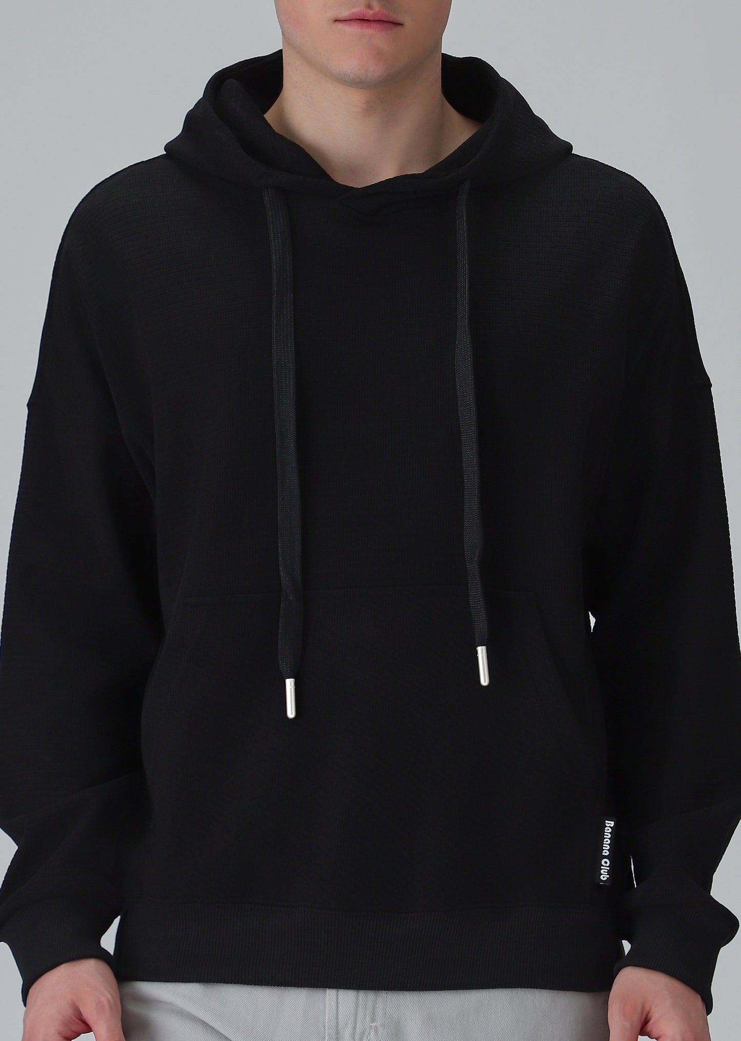 Black Textured Hoodie
