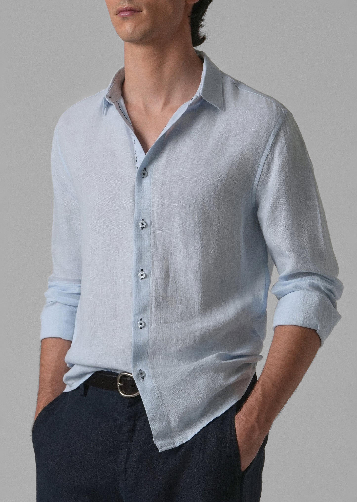 Blue Pure Linen Shirt