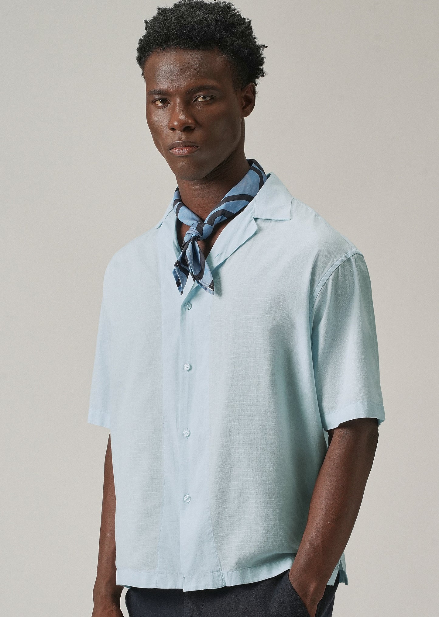 Blue Cotton Linen Shirt