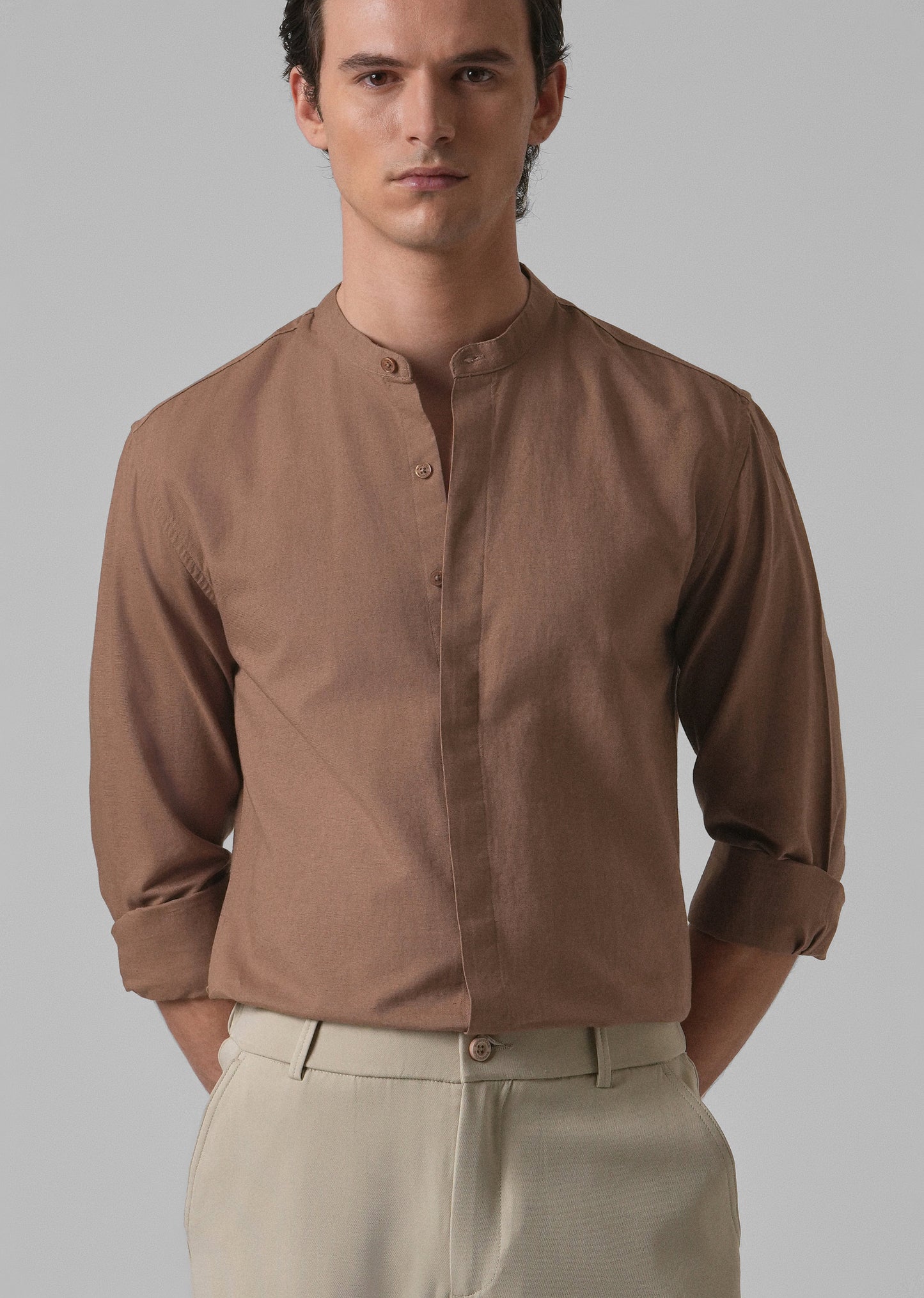 Brown Cotton Linen Shirt