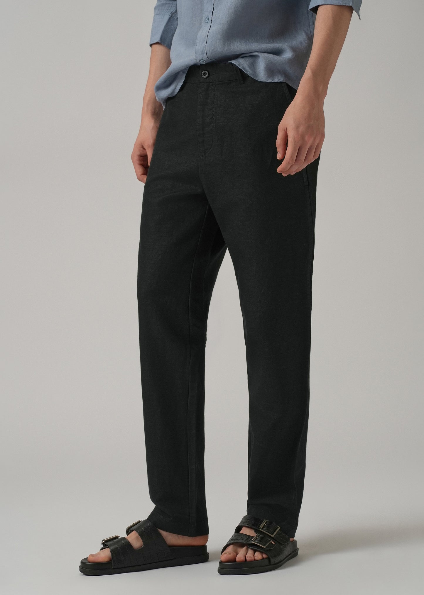 Black Linen Relaxed Fit Trouser