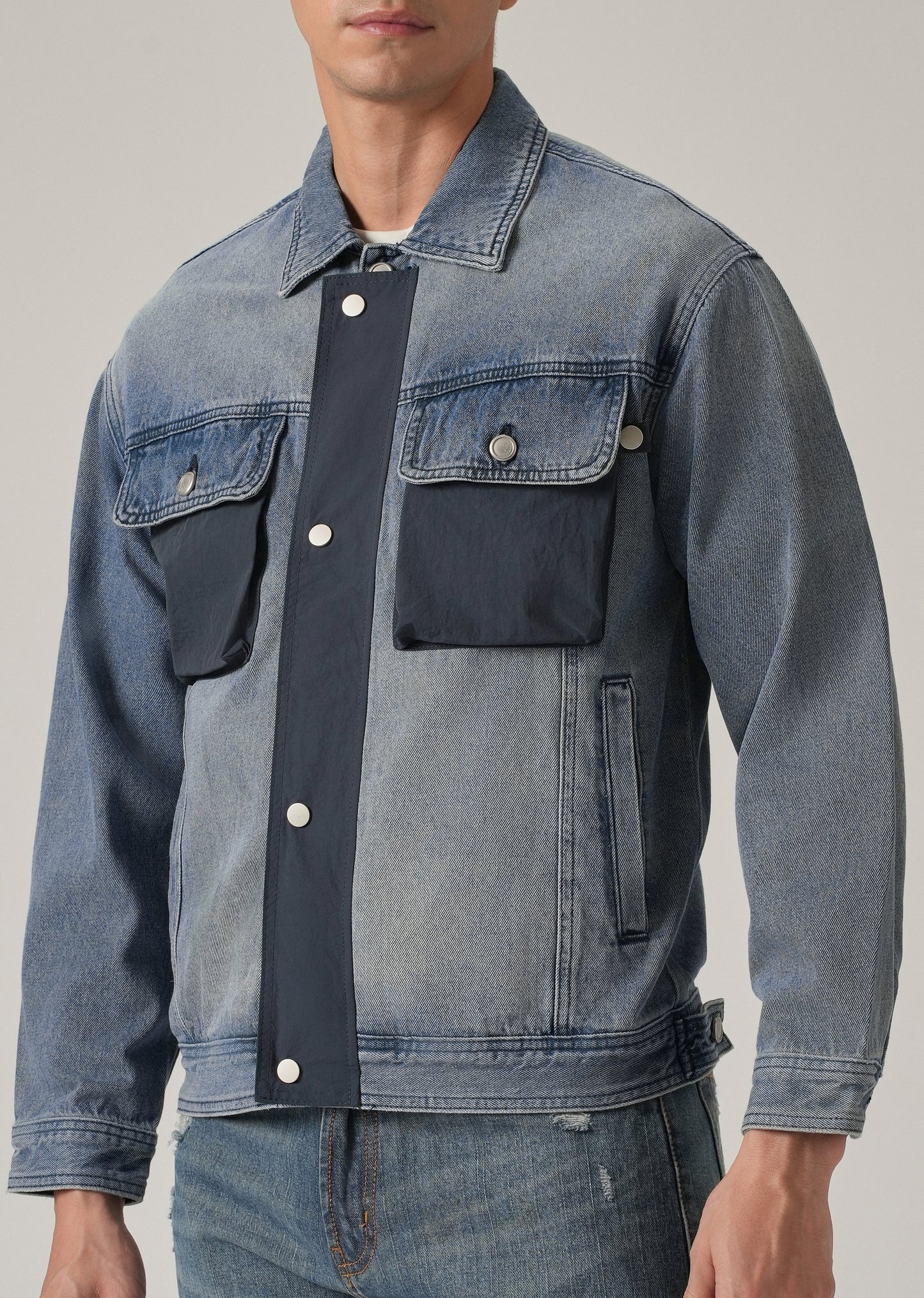 Contrast Panel Denim Jacket