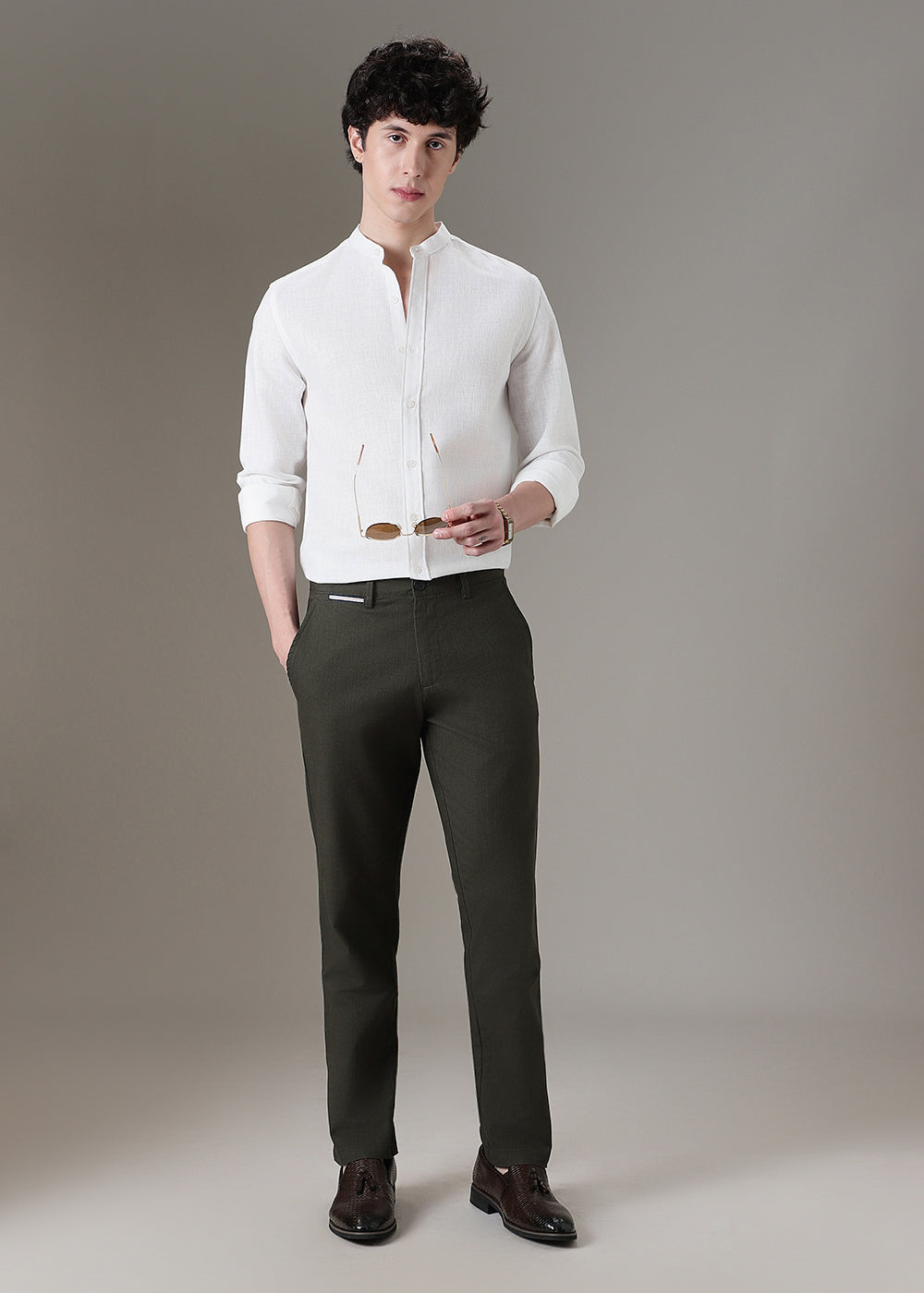 Dark Olive Linen Trouser