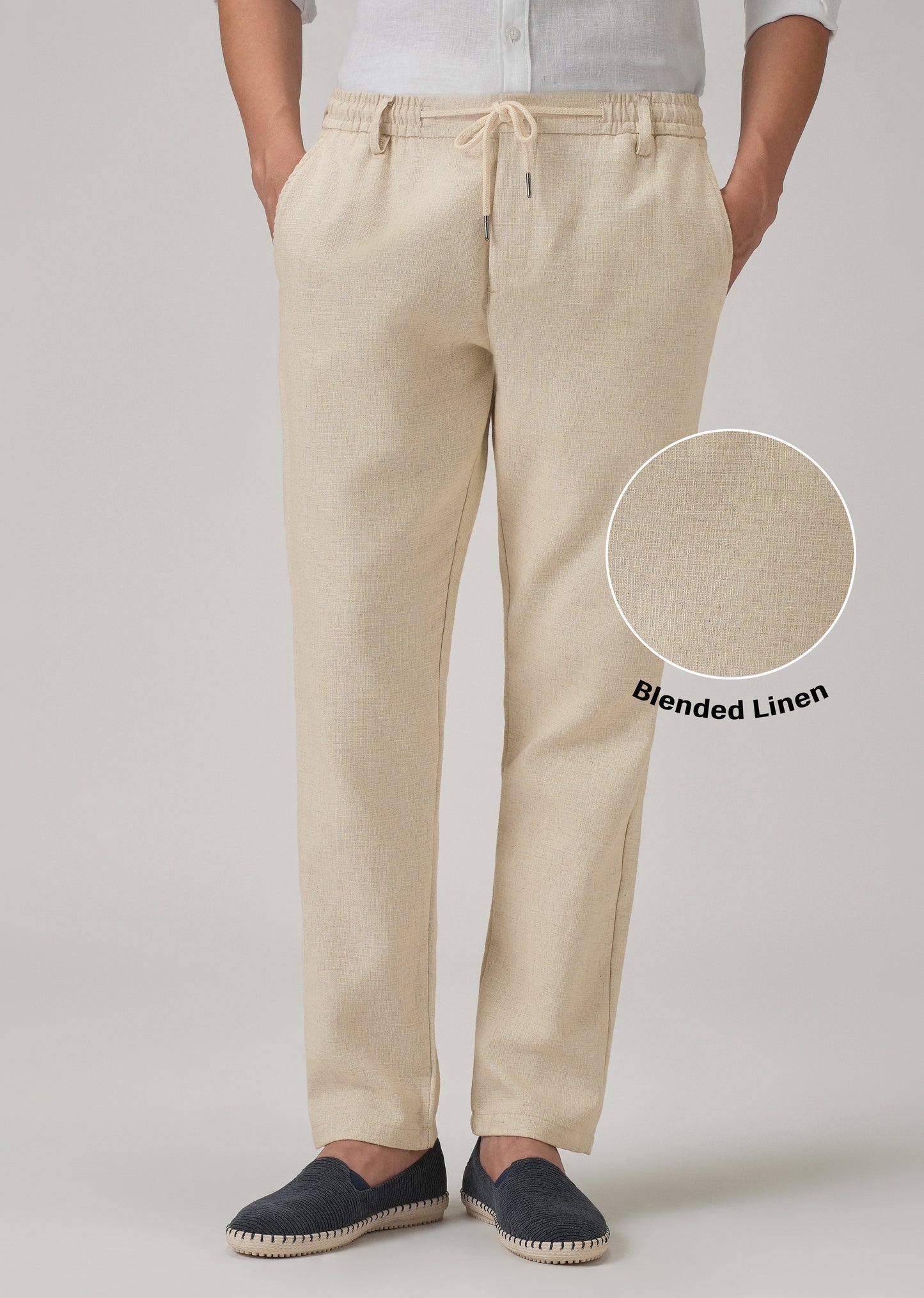 Dark Beige Blended Linen Pant
