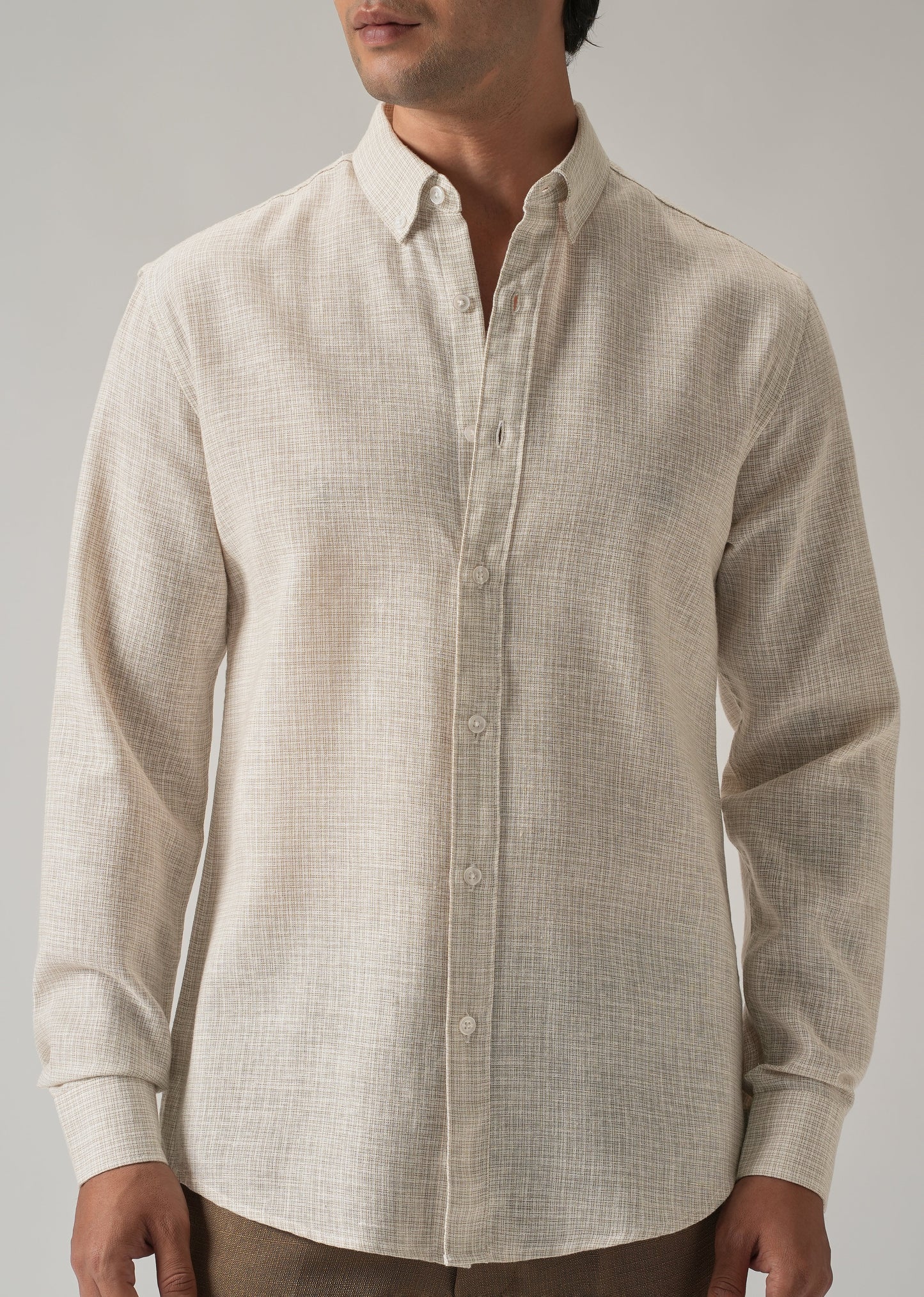 Ecru Beige Blended Linen shirt