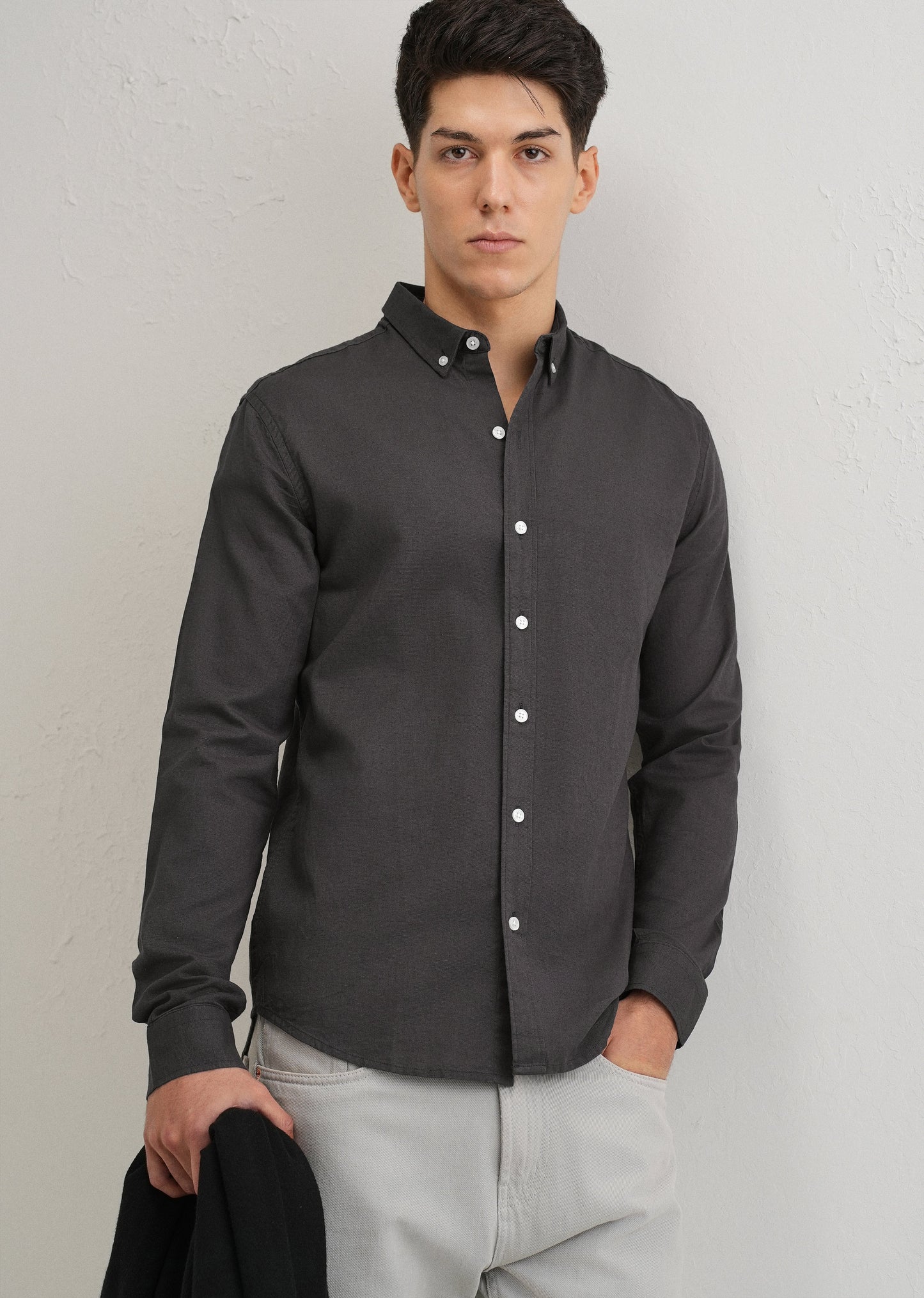 Granite Gray Cotton Linen Shirt