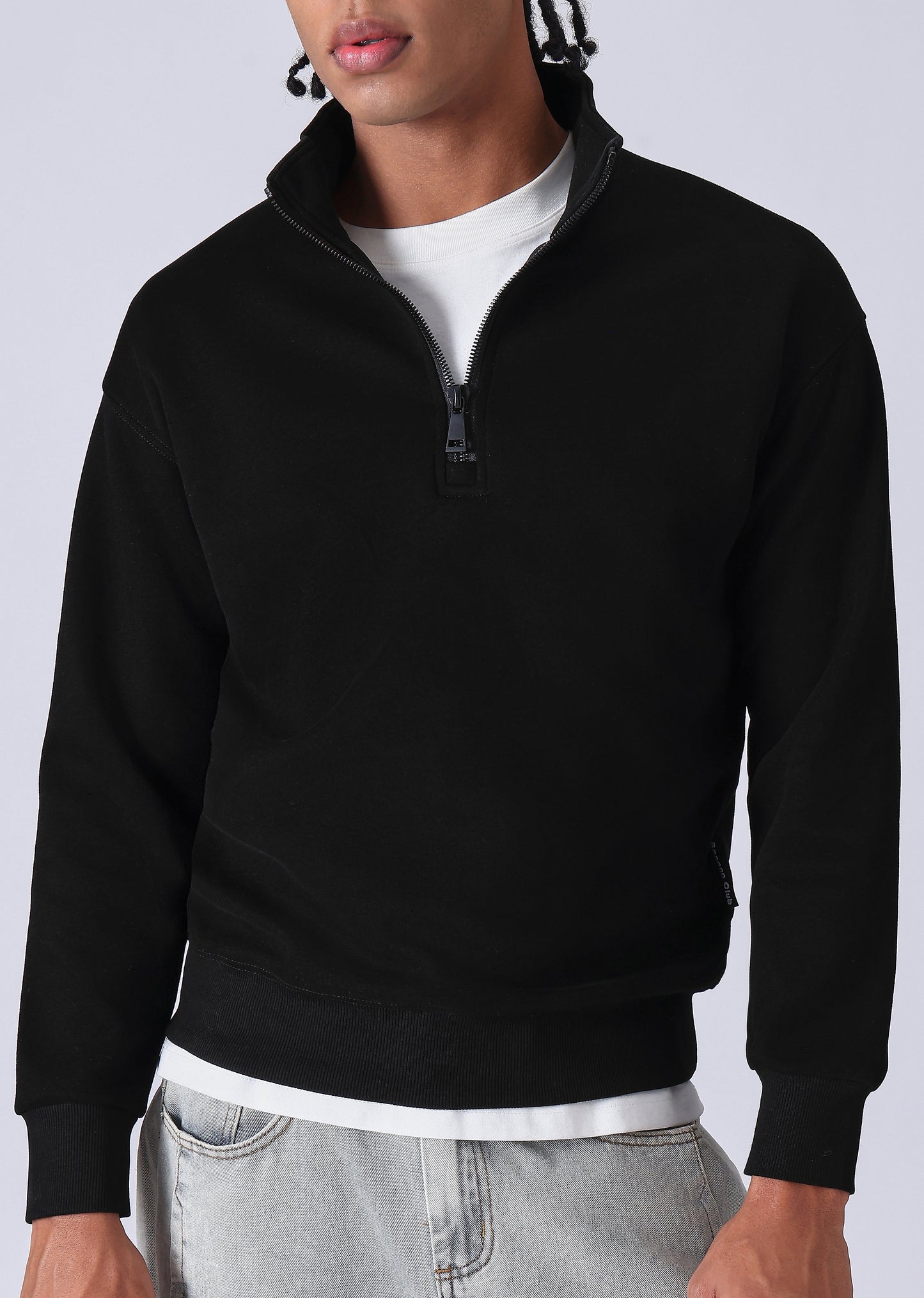 Half Zipper Black Sweatshirt
