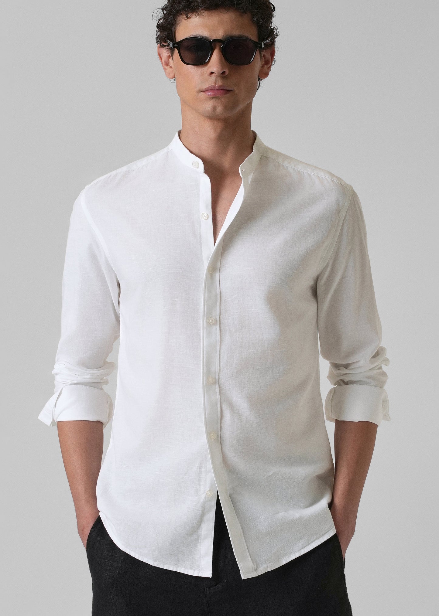 Ivory White Cotton Linen Shirt
