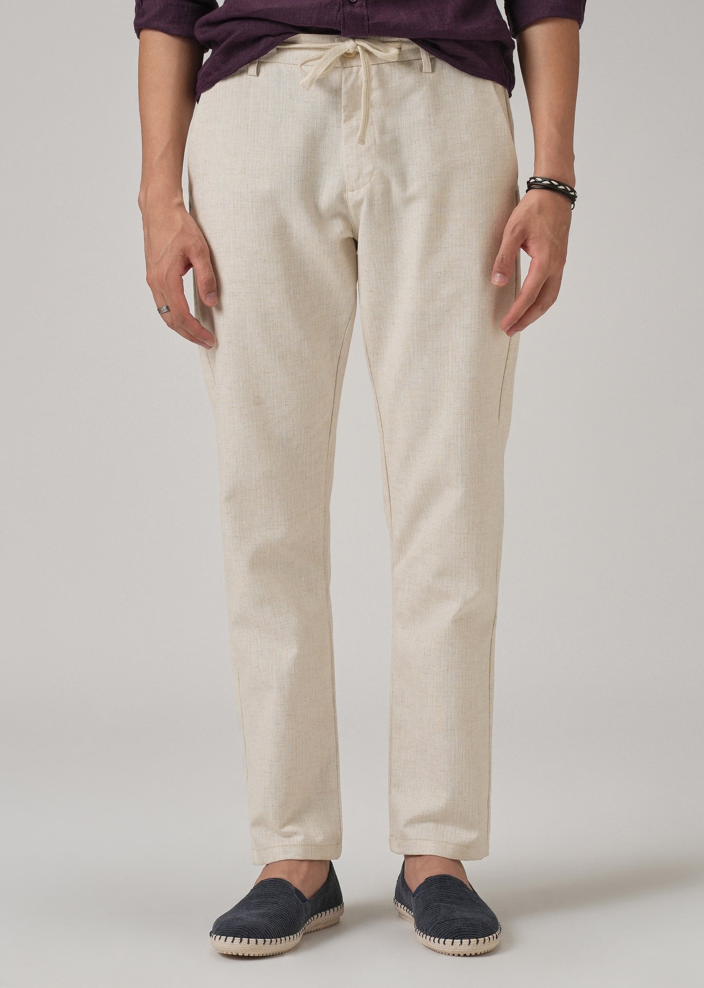 Light Beige Blended Linen Pant