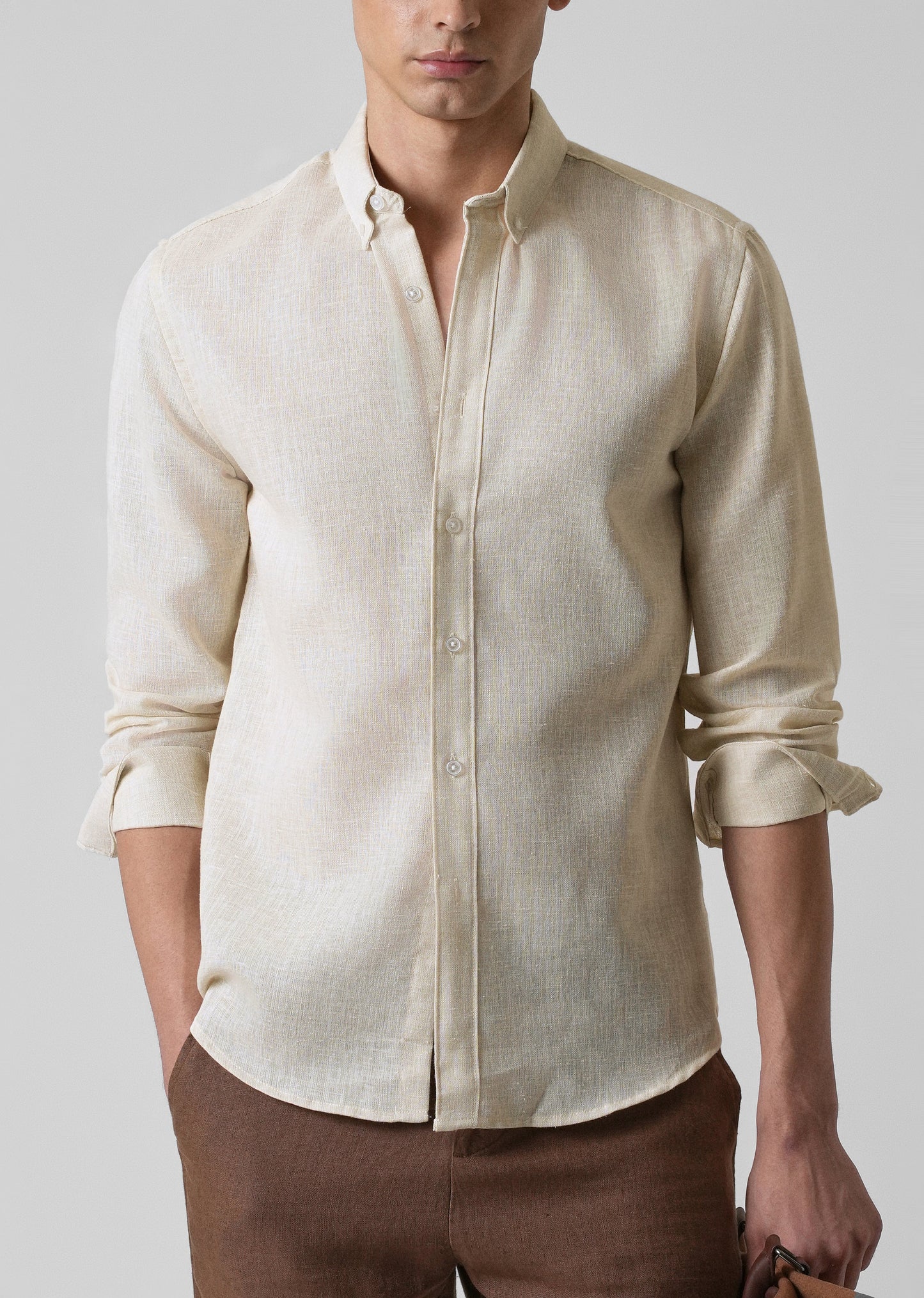 Light Cream Blended Linen shirt