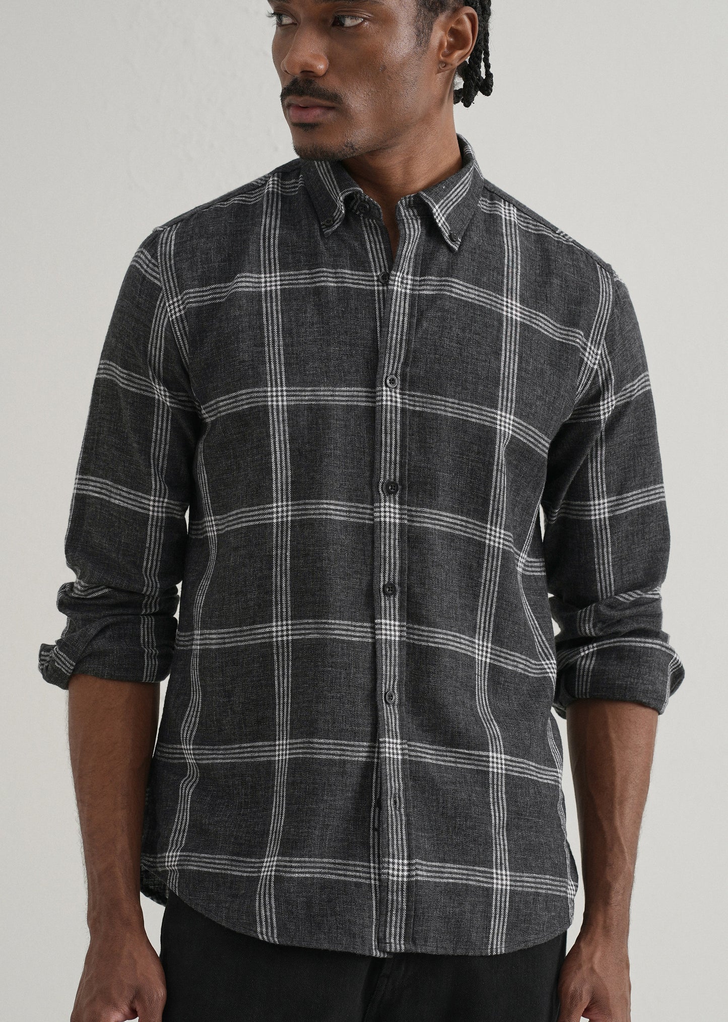 Melange Black Boxed Check Shirt