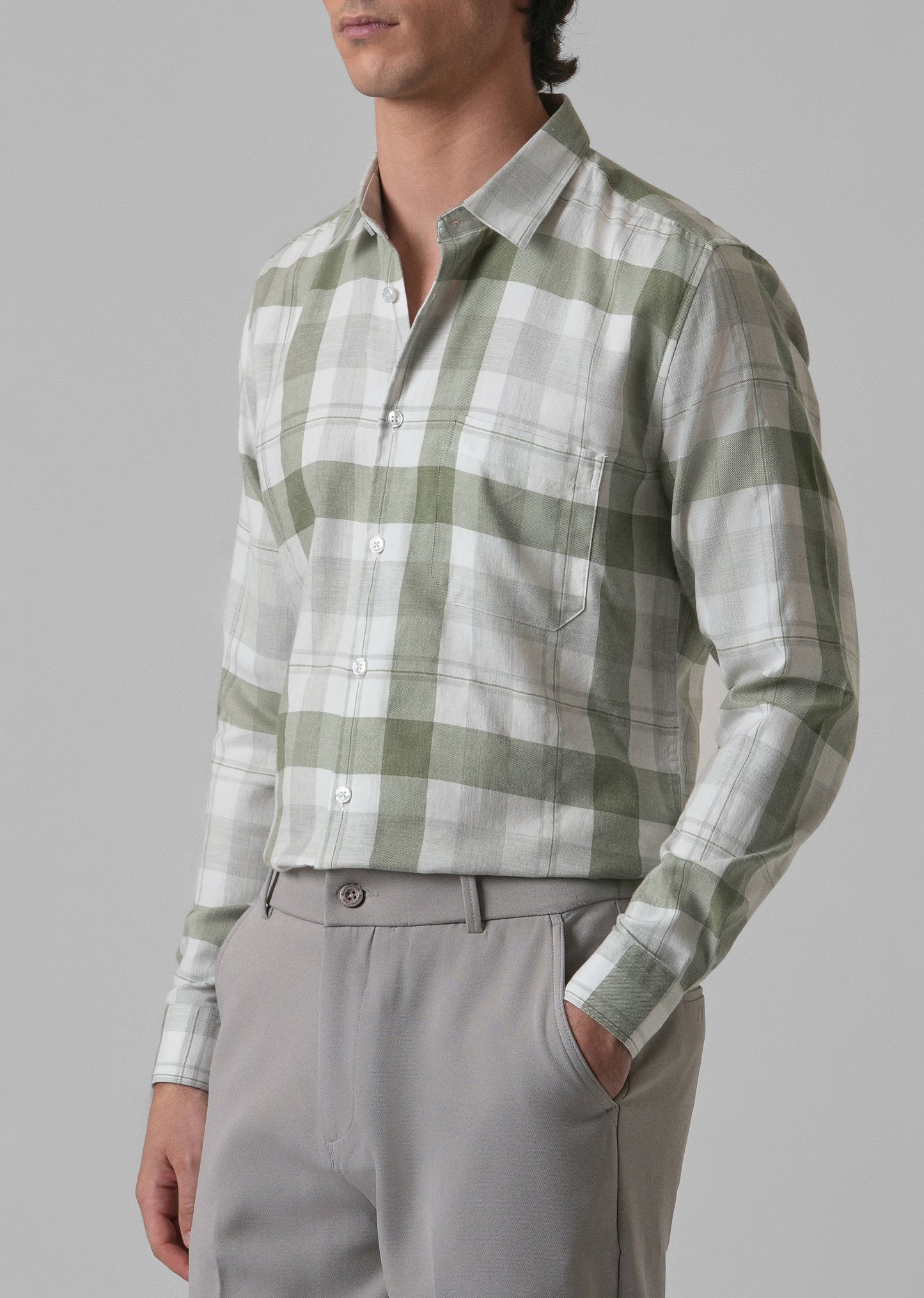 Melange Fern Green Check Shirt