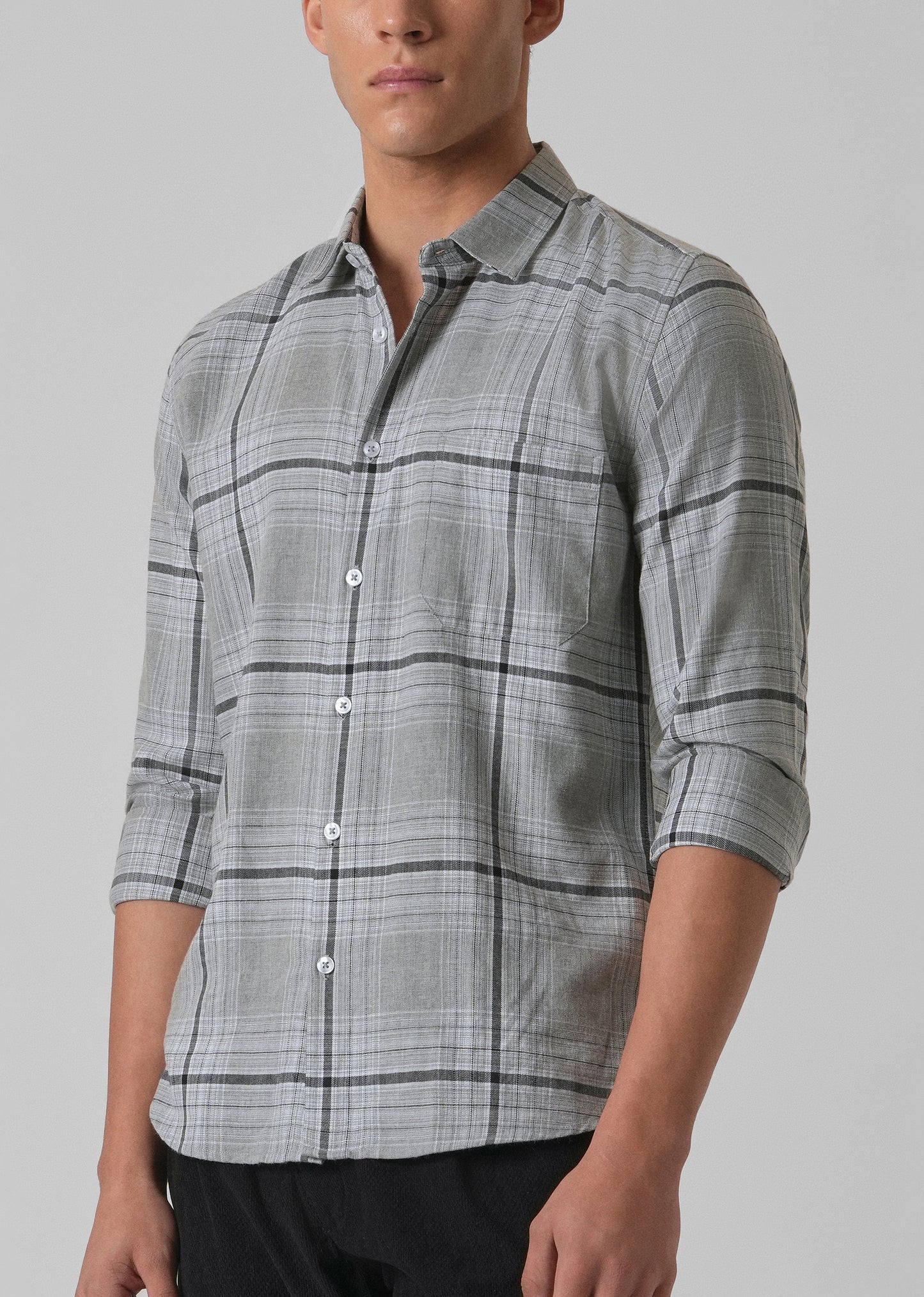 Melange Glacier Grey Check Shirt