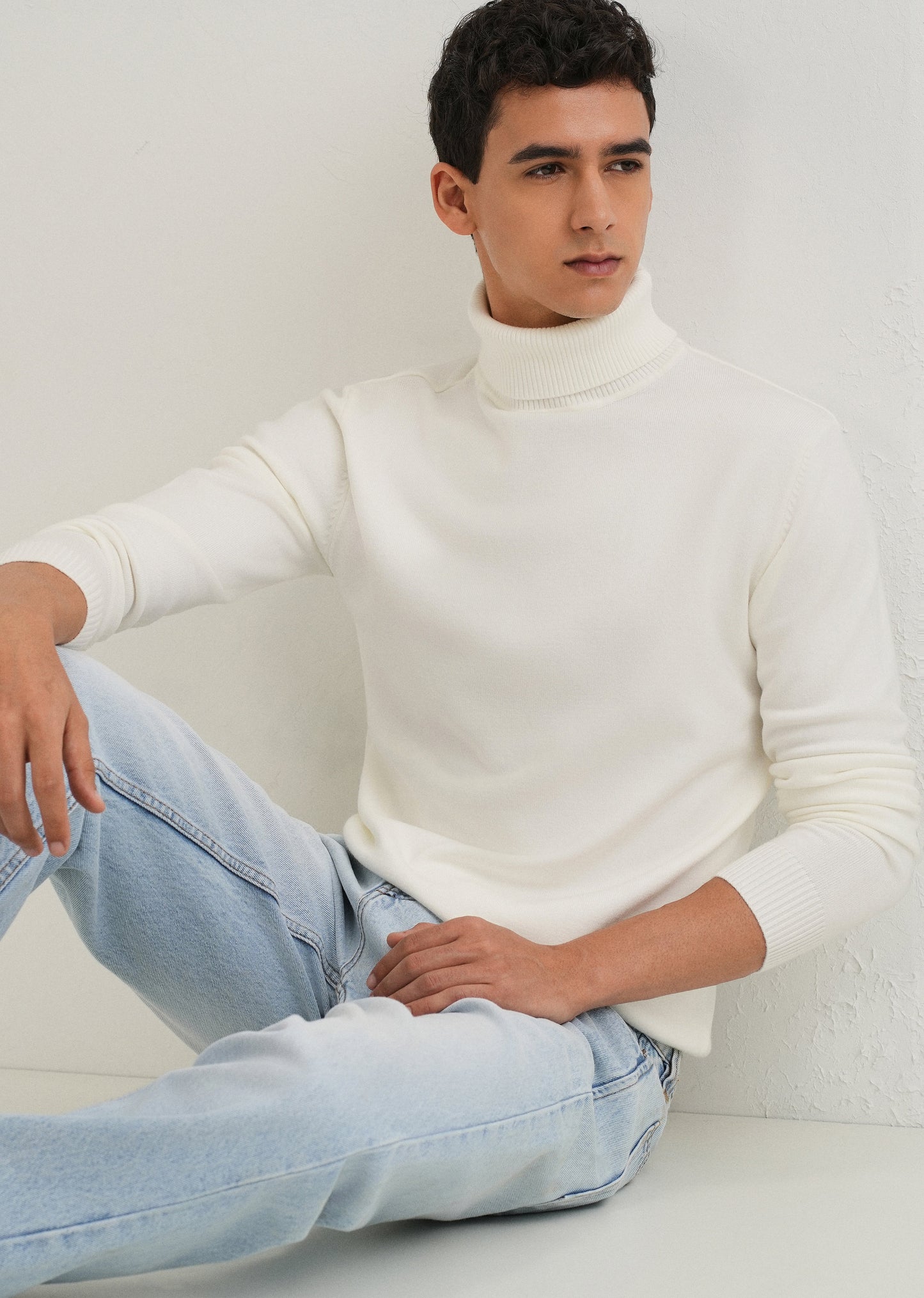 Off White Turtle-Neck Sweater