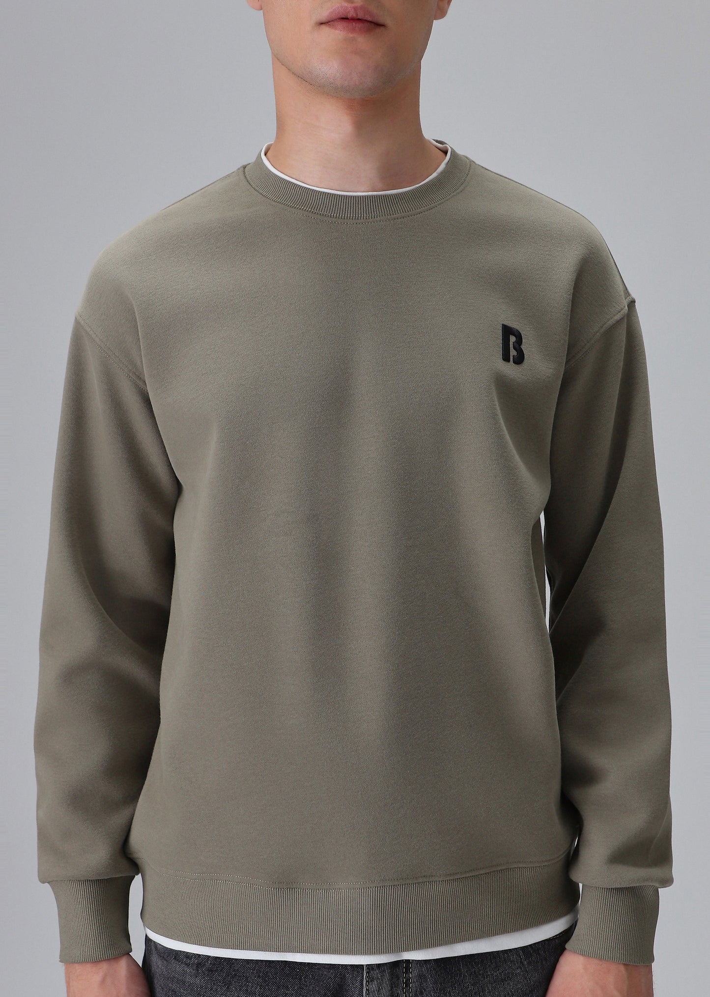 Olive White Contrast Sweatshirt