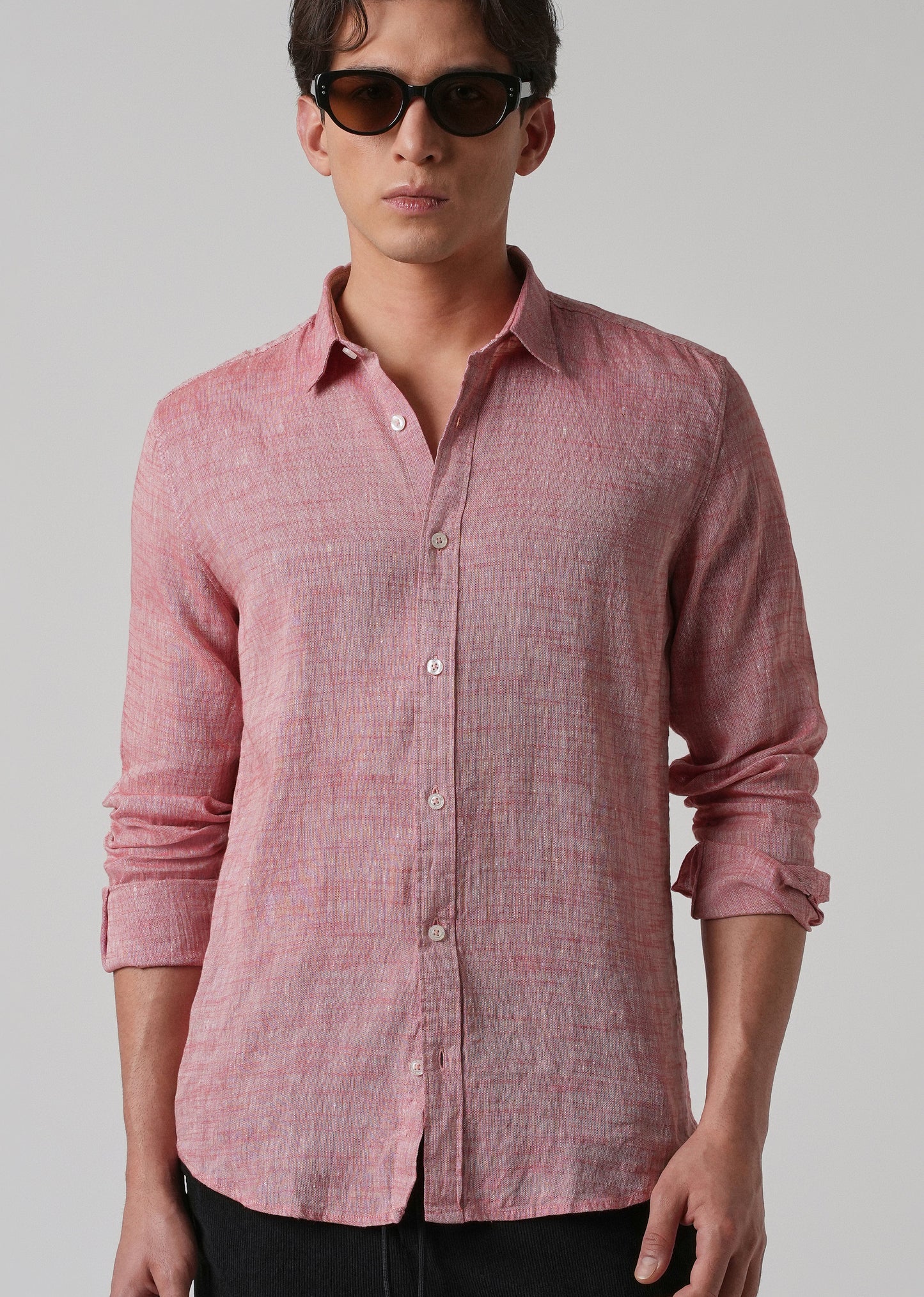 100% Pure Linen Punch Red Shirt
