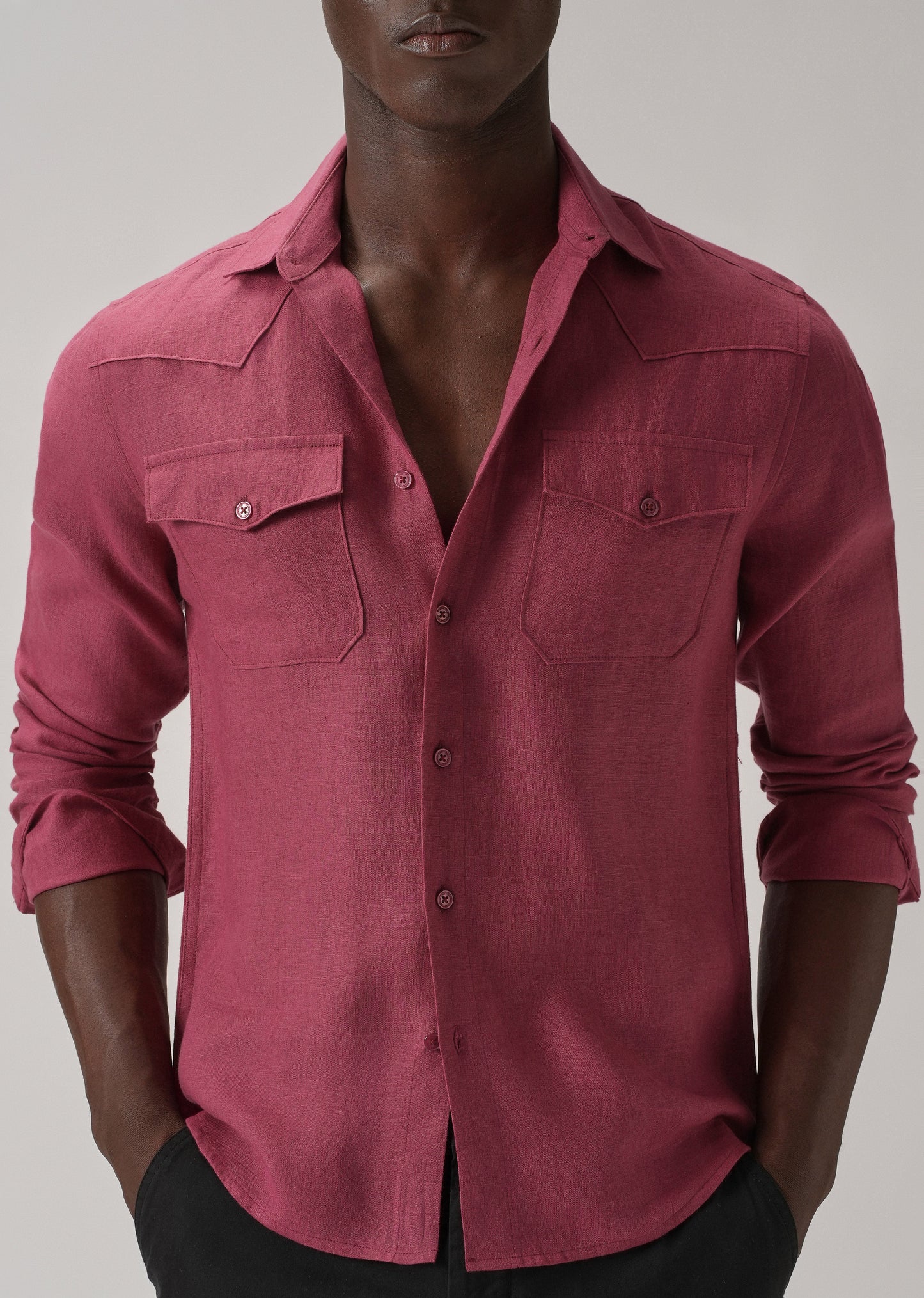 Rouge Pink Double Pocket 100% Pure Irish Linen Shirt