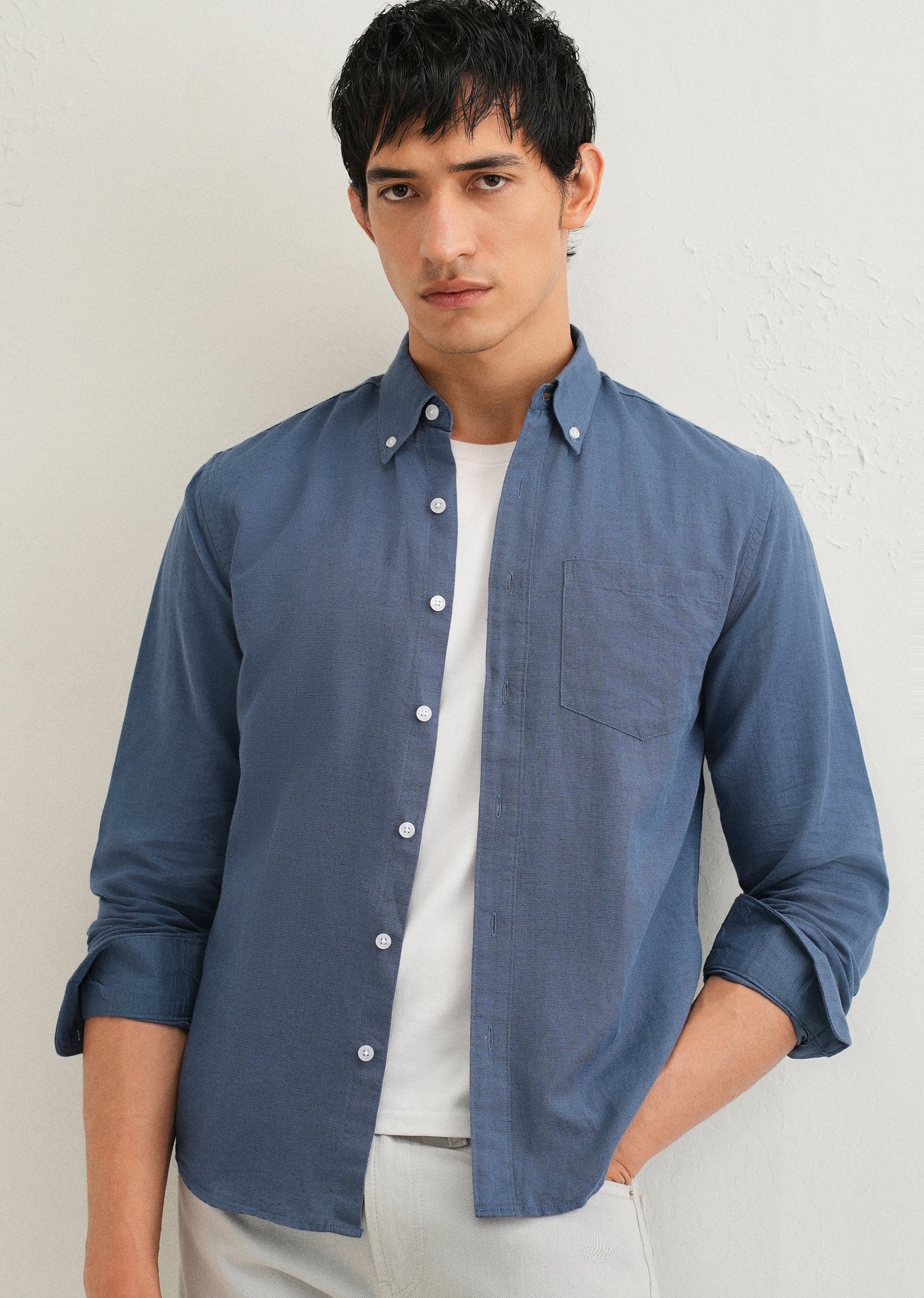Sapphire Blue Cotton Linen Shirt