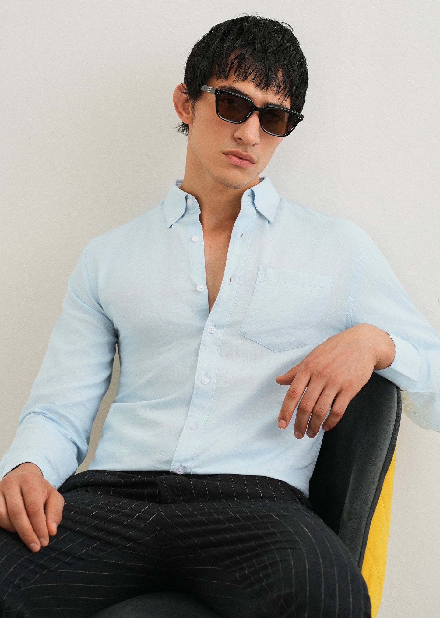 Sky Blue Cotton Linen Shirt