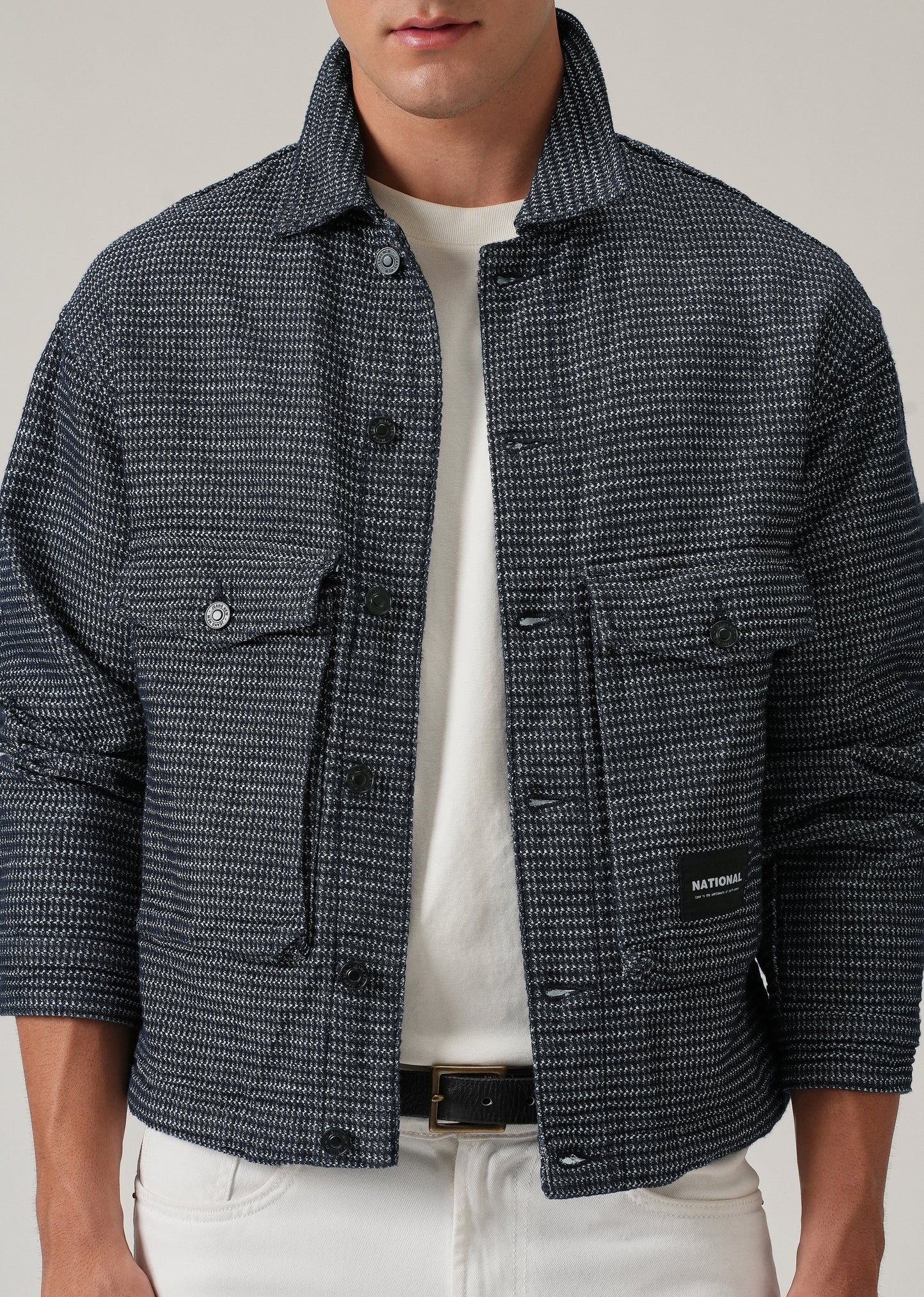 Textured Denim Jacquard Jacket