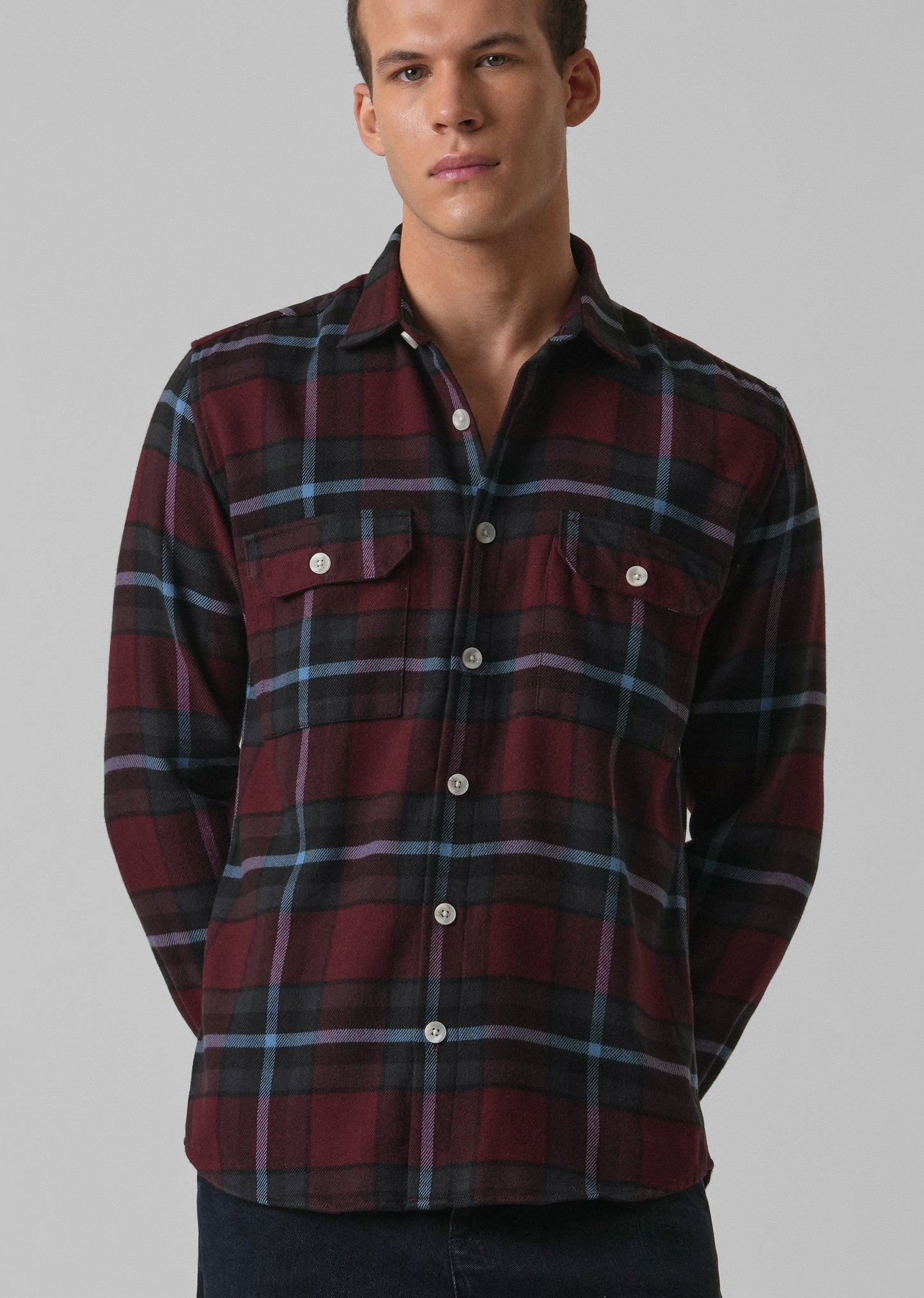 True Red Brushed Cotton Check Shirt