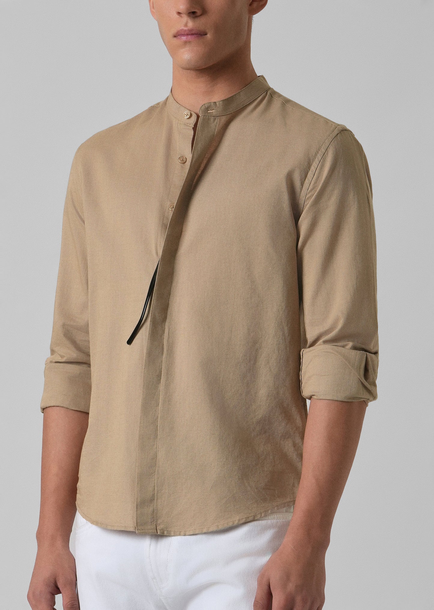 Warm Beige Cotton Linen Shirt