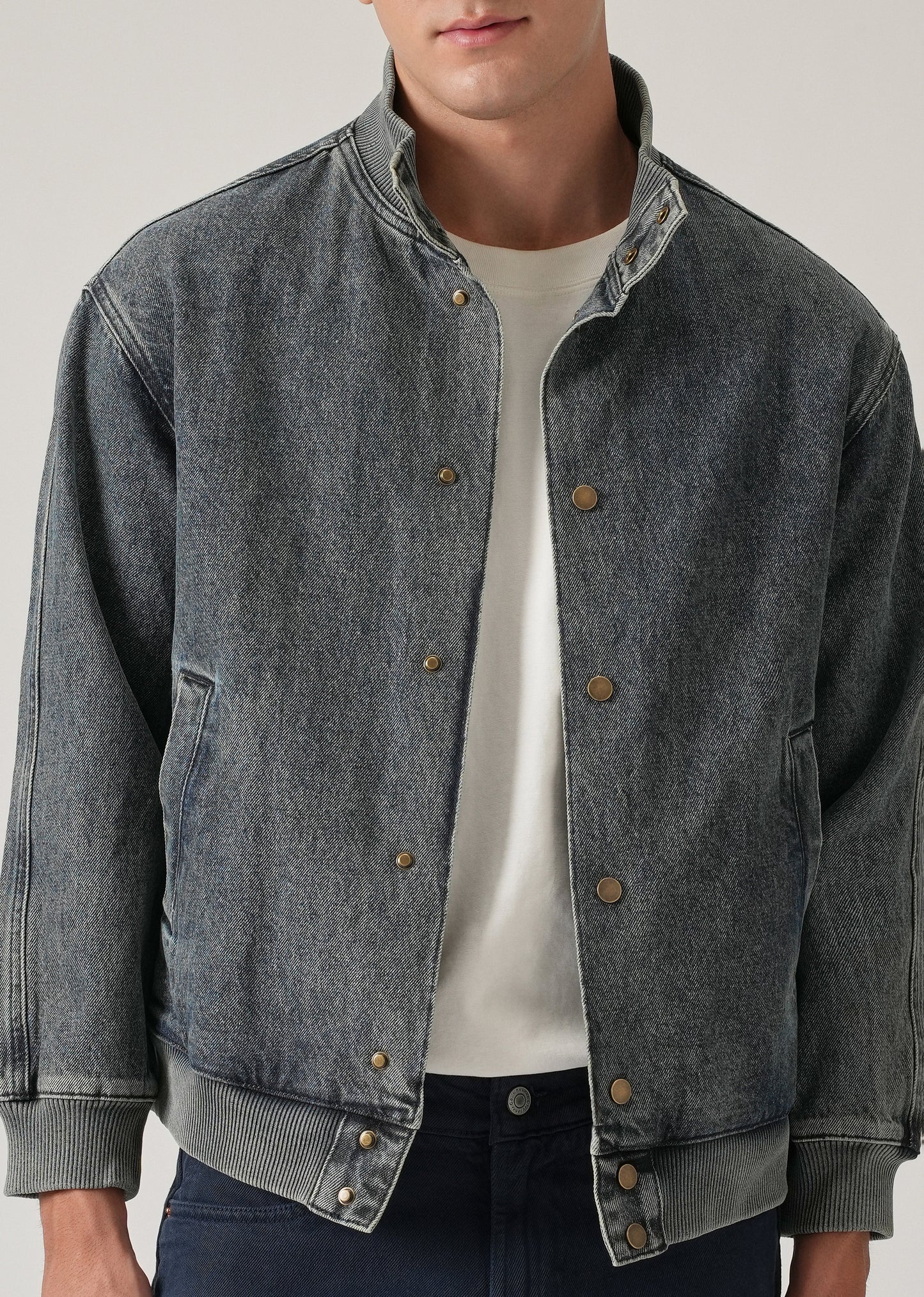 Washed Denim Bomber Jacket