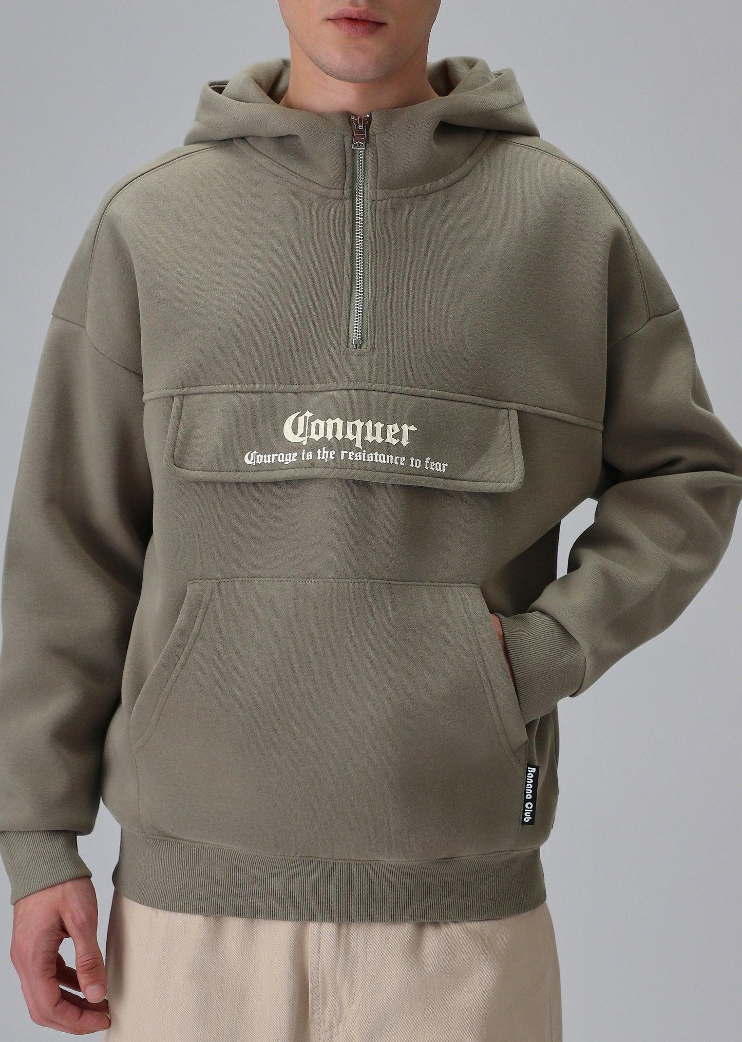 Zipper Style Olive Hoodie