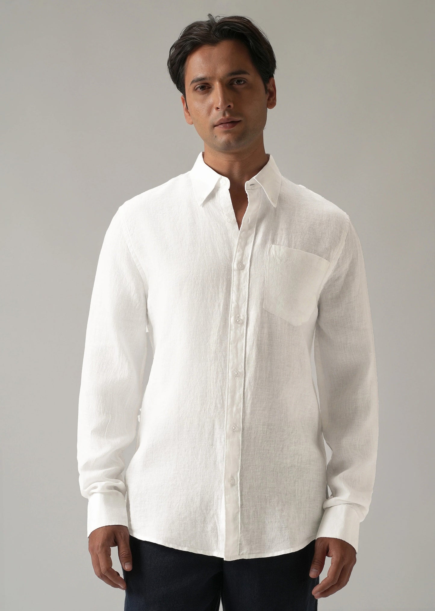 100% Pure White Linen Shirt for Men | Timeless Elegance & Breathable Comfort