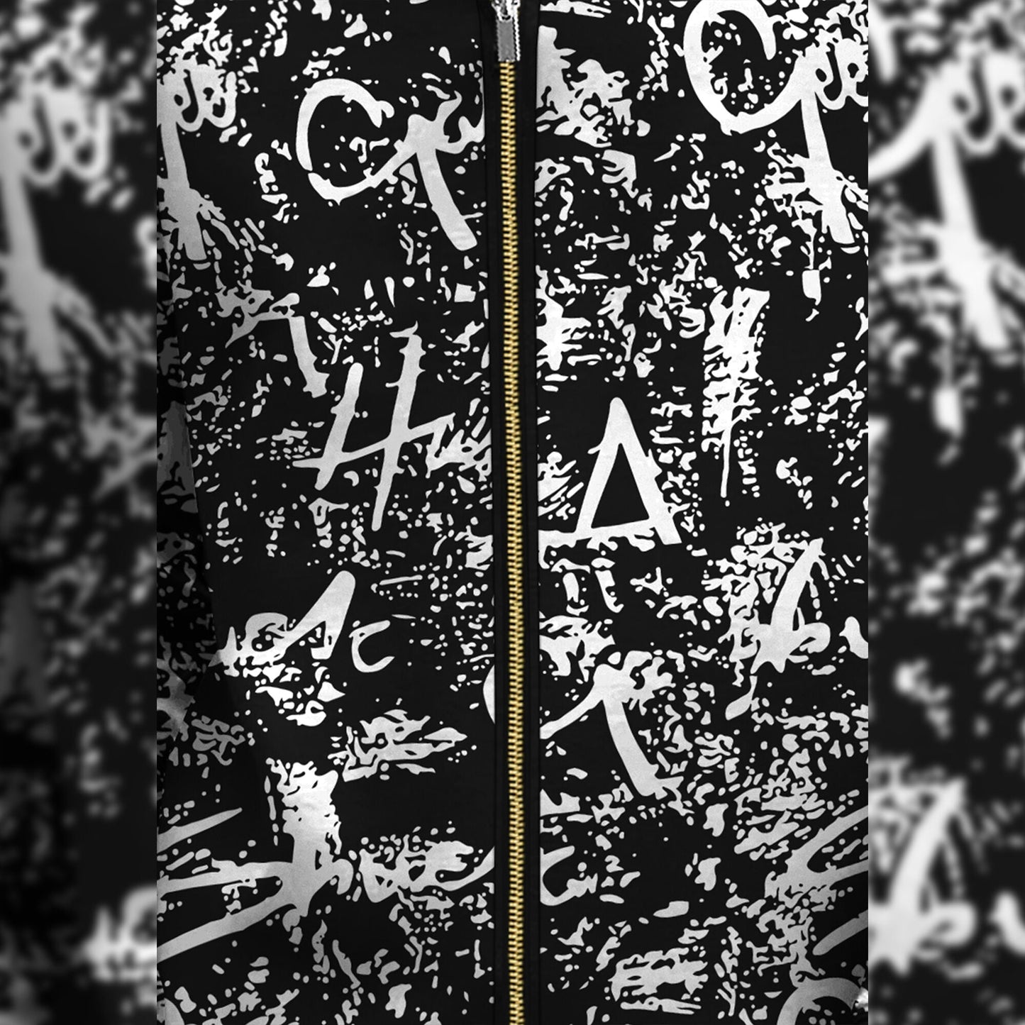 Black And White High Neck All Over Printed Jacket