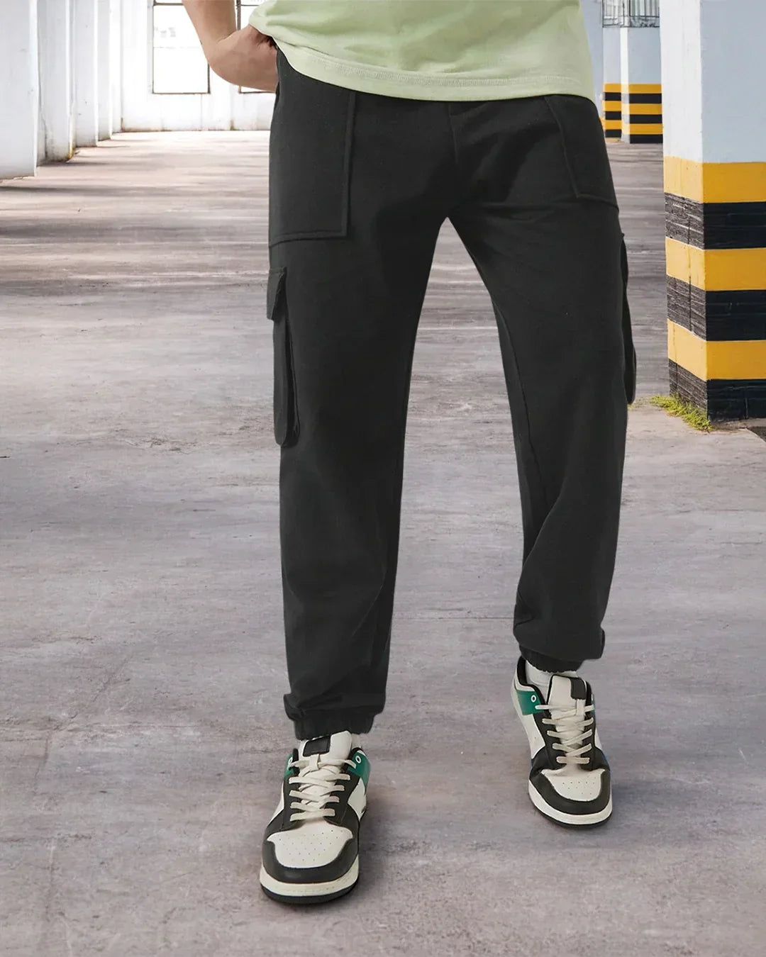 Men's Black Oversized Cargo Joggers