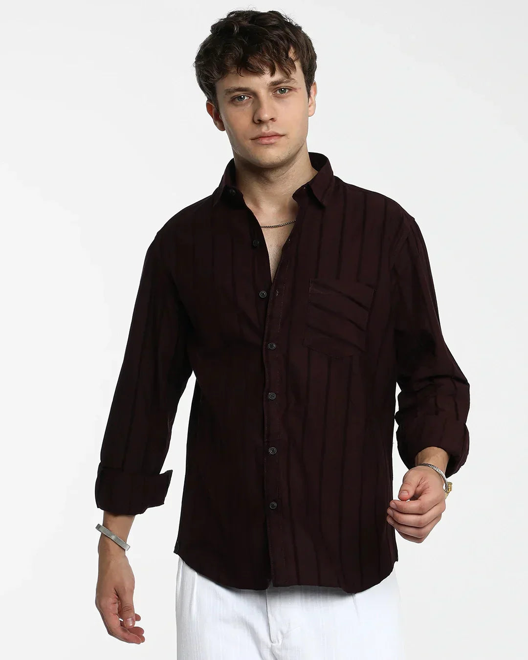 Men's Brown Striped Shirt
