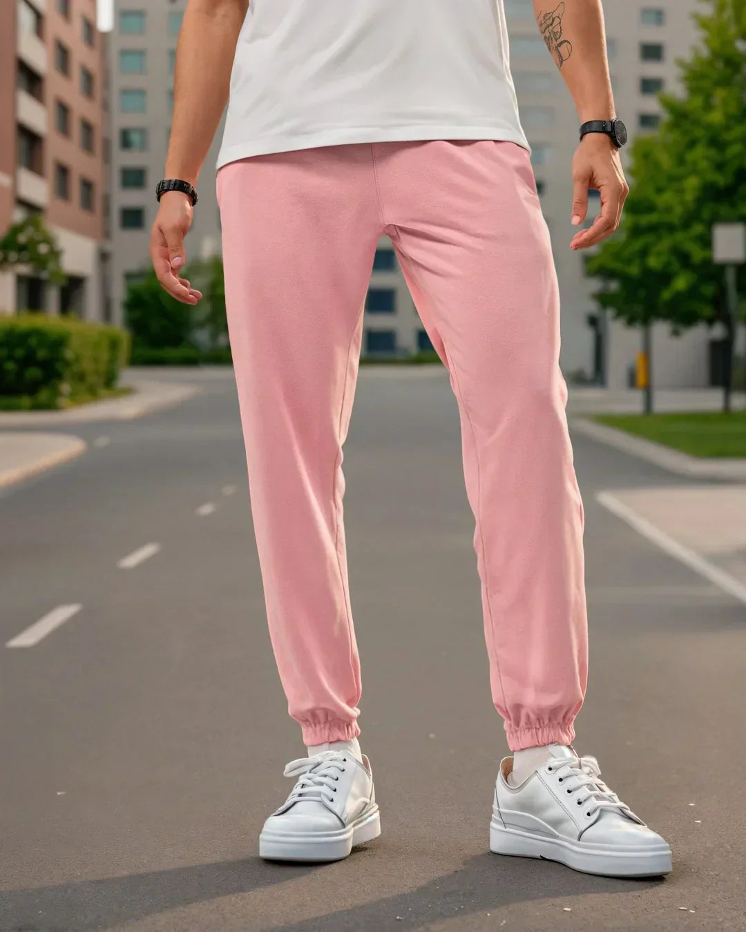 Men's Pink Oversized Joggers