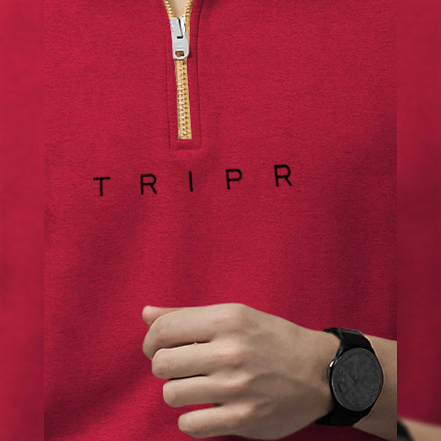 Men Full Sleeve High Neck Sweatshirt Red