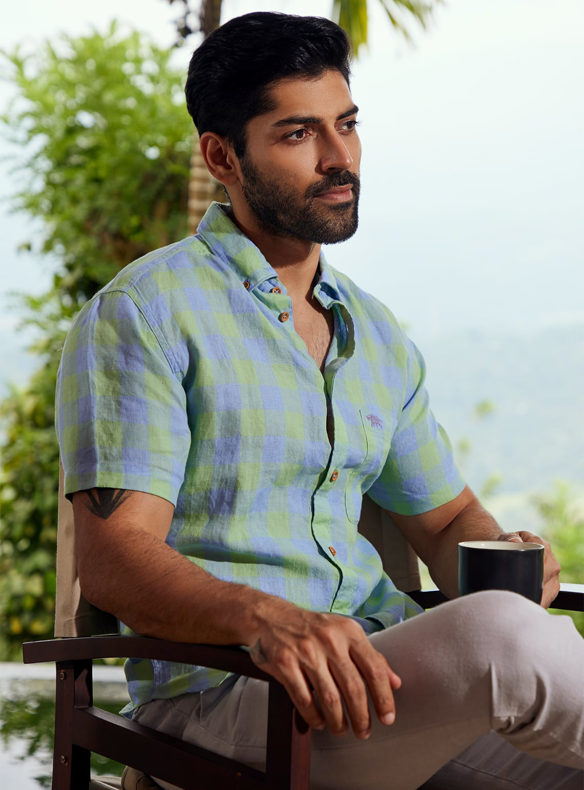 Bermuda Green Grid Half Shirt