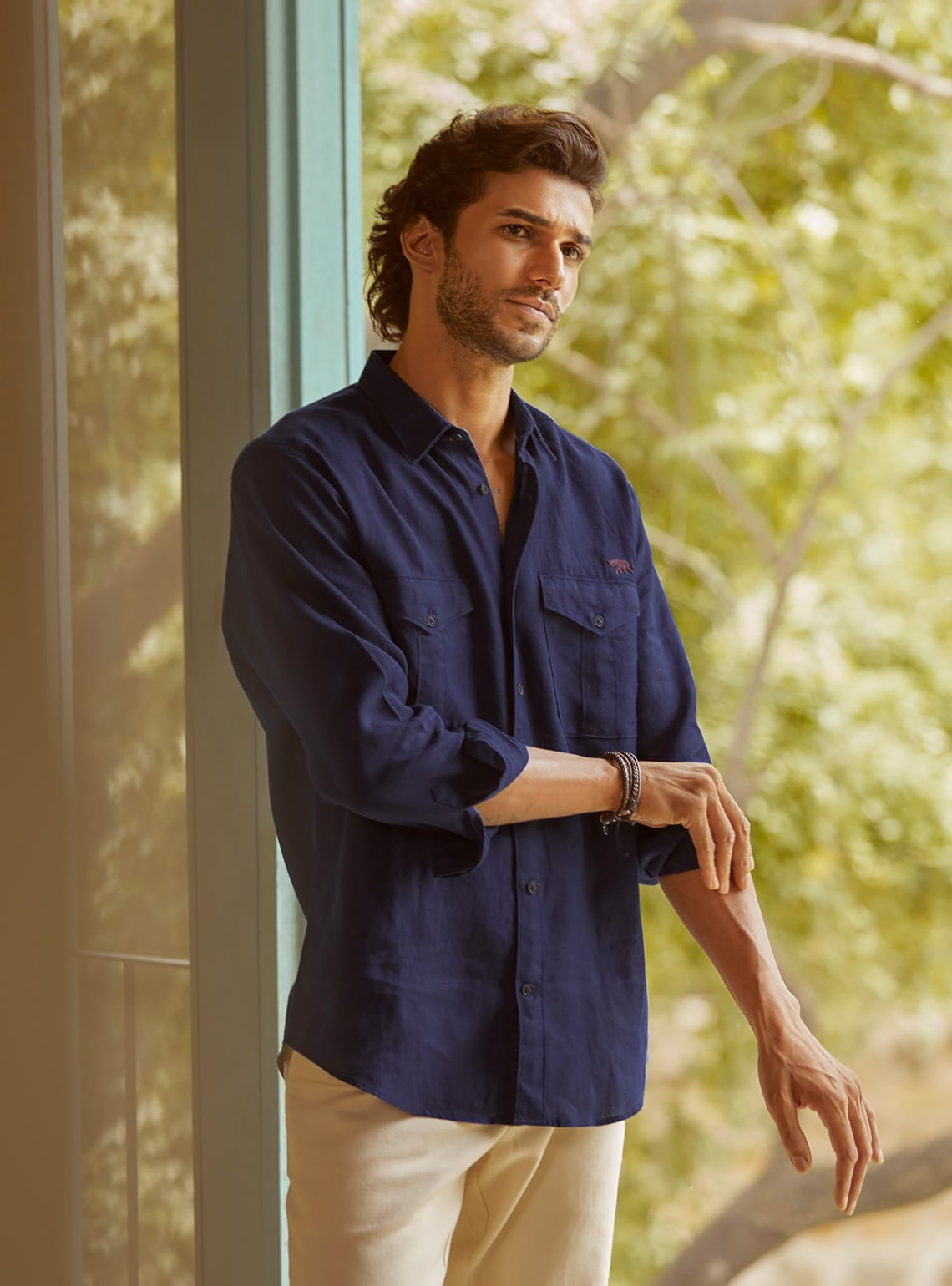 Midnight Blue Safari Linen Shirt
