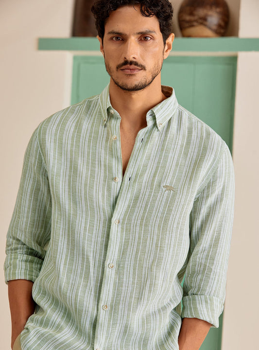 Chinoise Stripe Linen Shirt