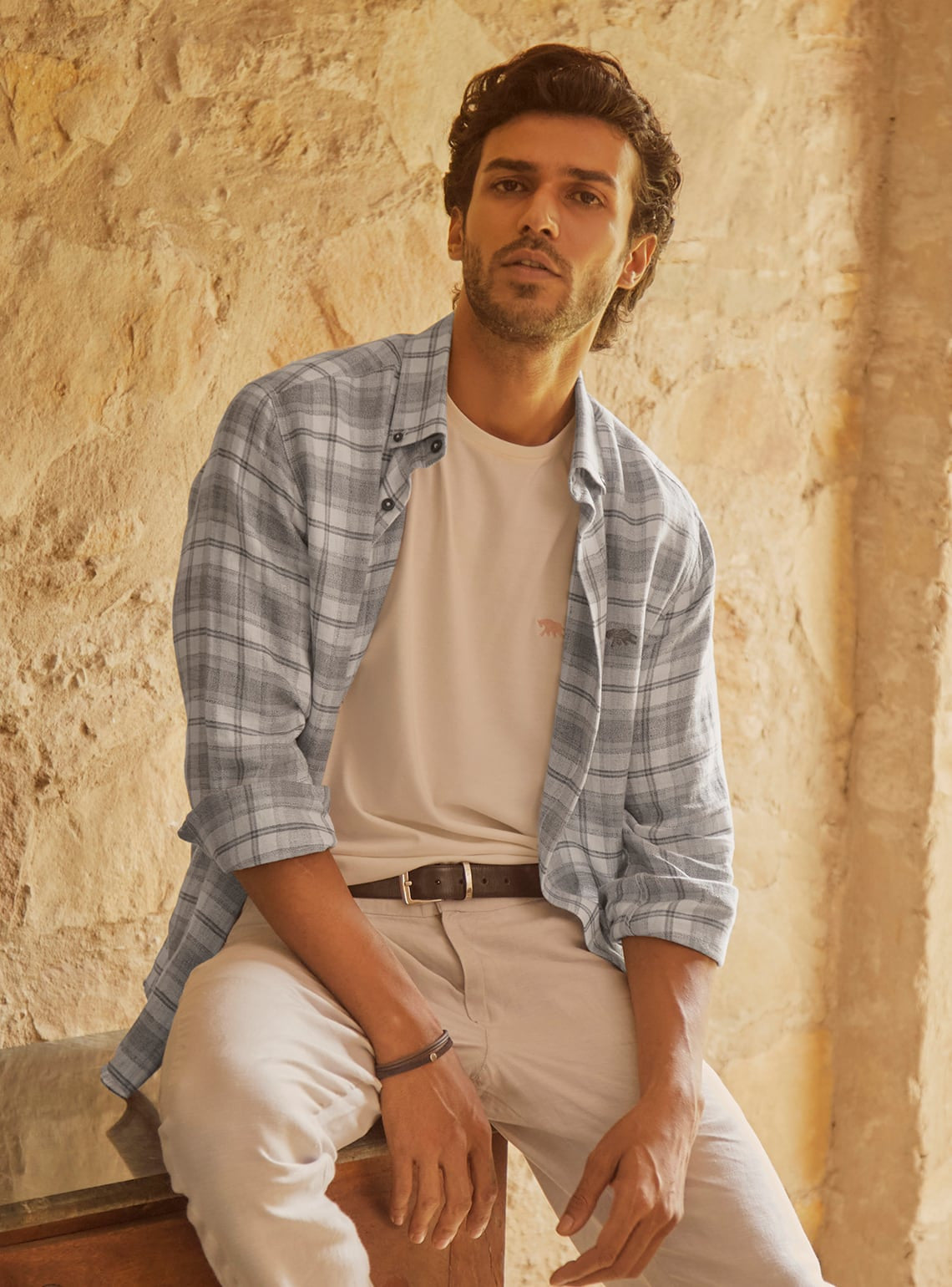 Grey Check Linen Shirt