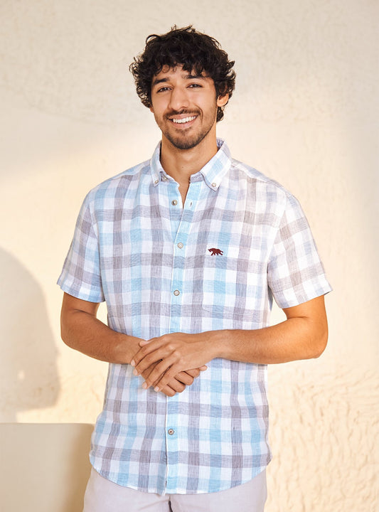 Havelock Blue Check Half Shirt